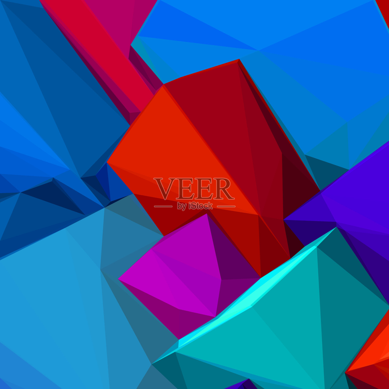 抽象矢量背景与彩色立方体和三角形阴影杂志,小册子或手机锁屏插画图片素材