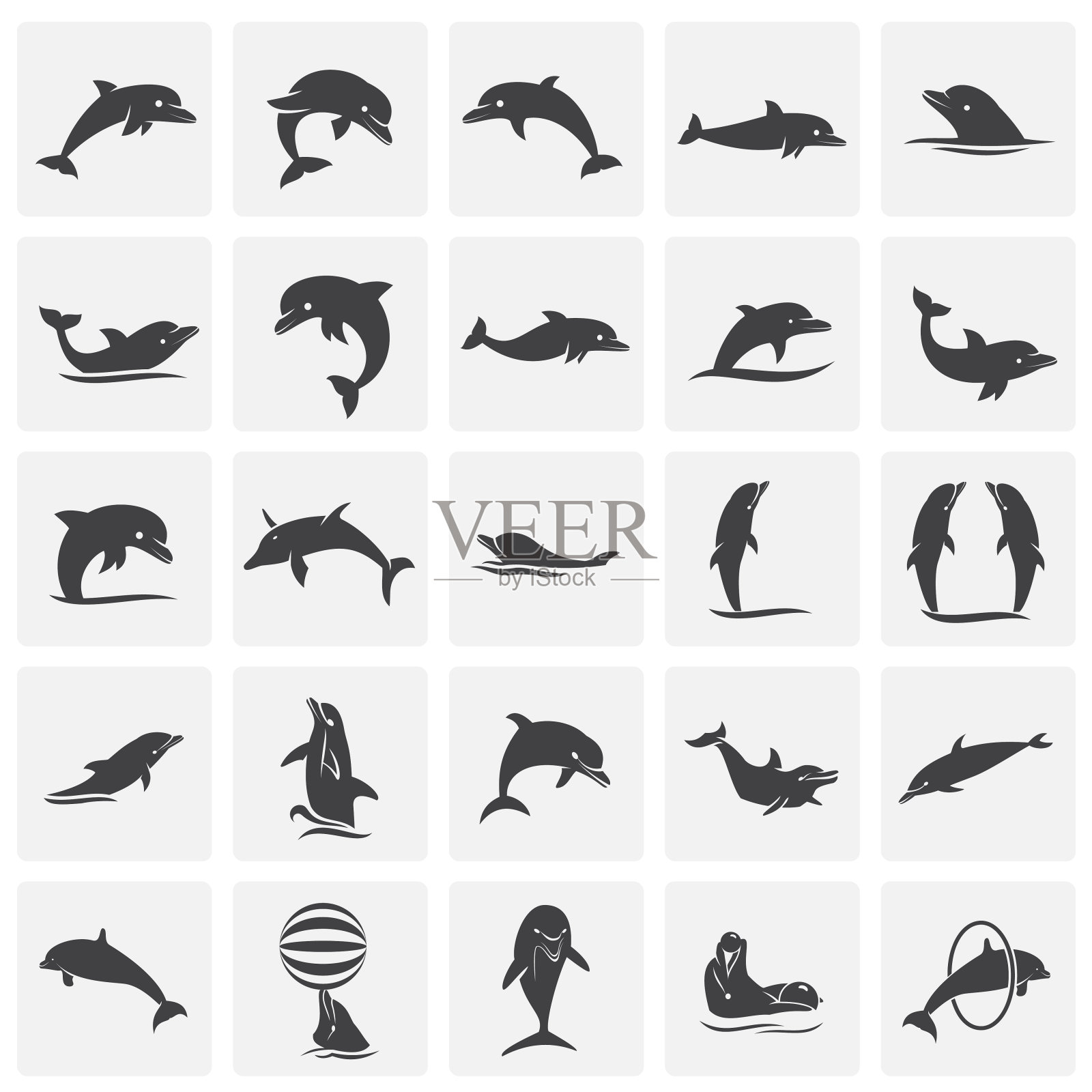 海豚图标设置在图形和网页设计的背景。简单的说明。网站按钮或手机应用的互联网概念符号。图标素材