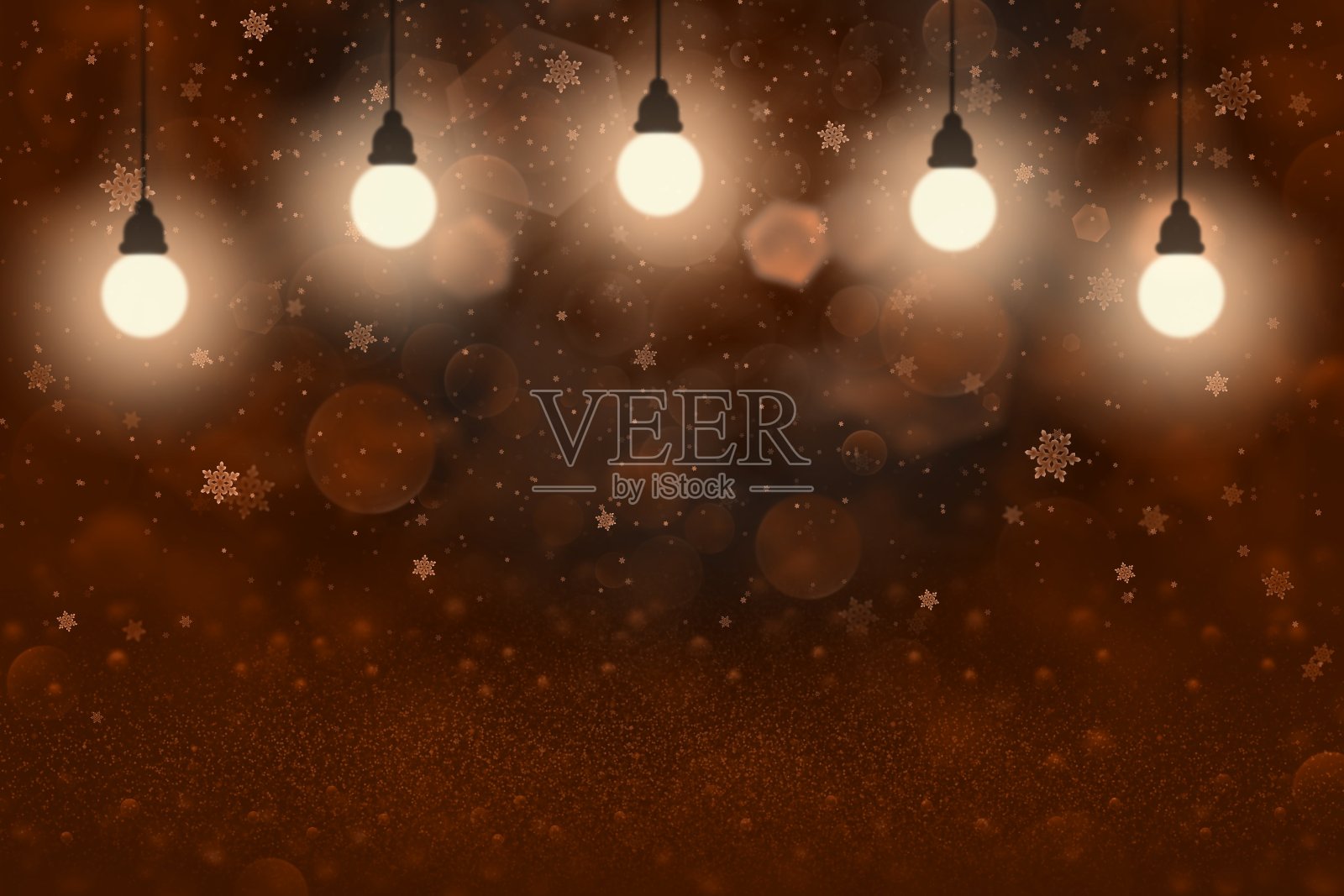 红色漂亮灿烂的闪光散焦散焦抽象的背景与灯泡和飘落的雪花飞,节日的模型纹理与空白的空间为您的内容照片摄影图片