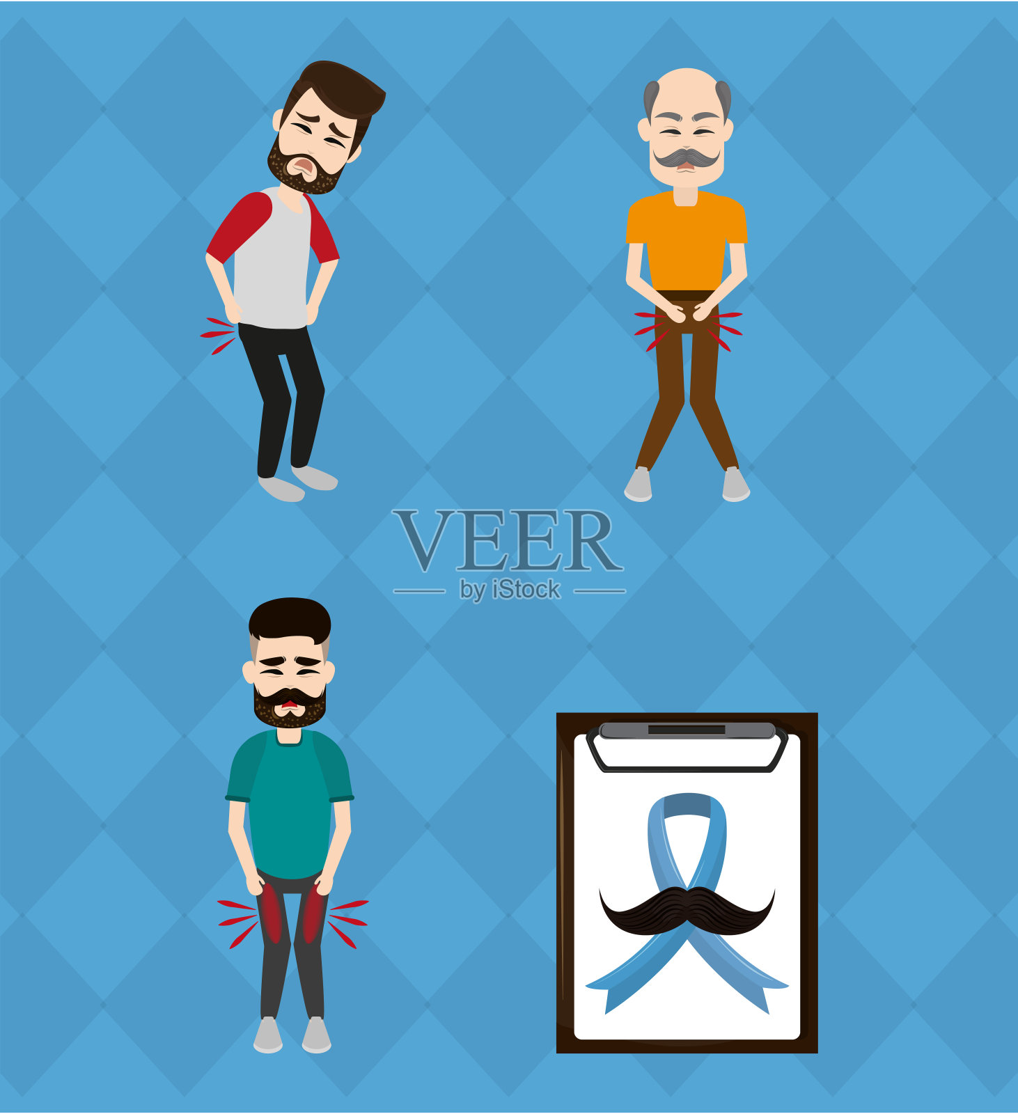 一套movember前列腺癌插画图片素材