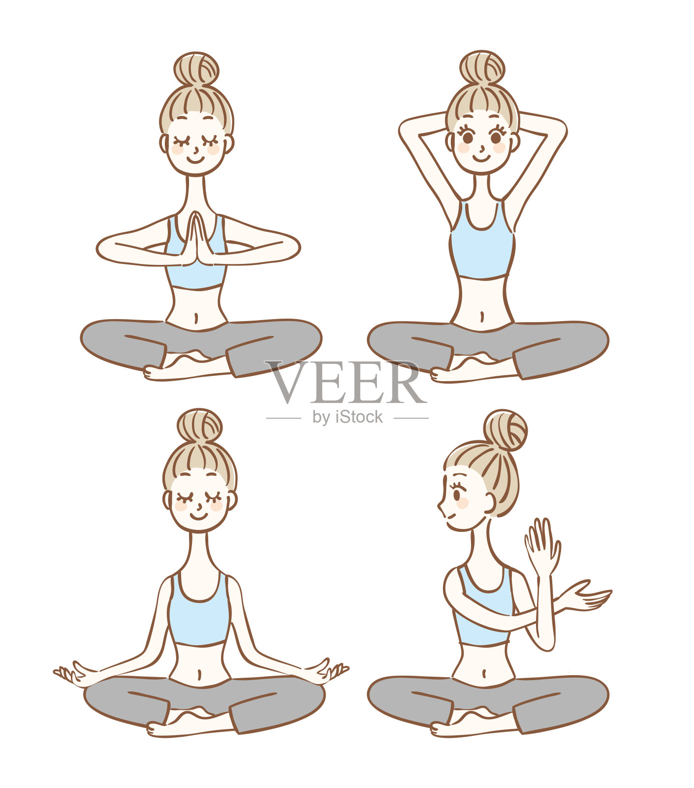 插图组妇女做瑜伽插画图片素材