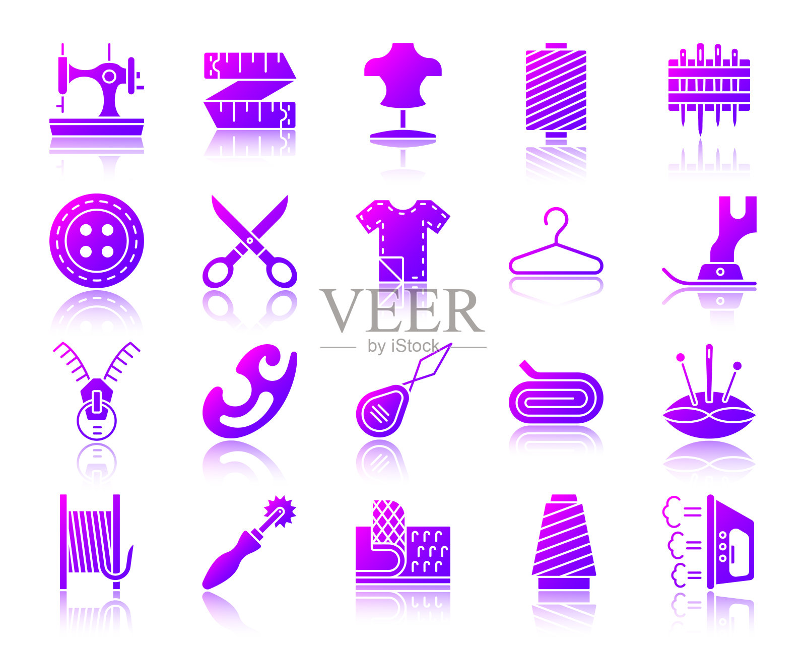 缝纫简单的渐变图标矢量集图标素材