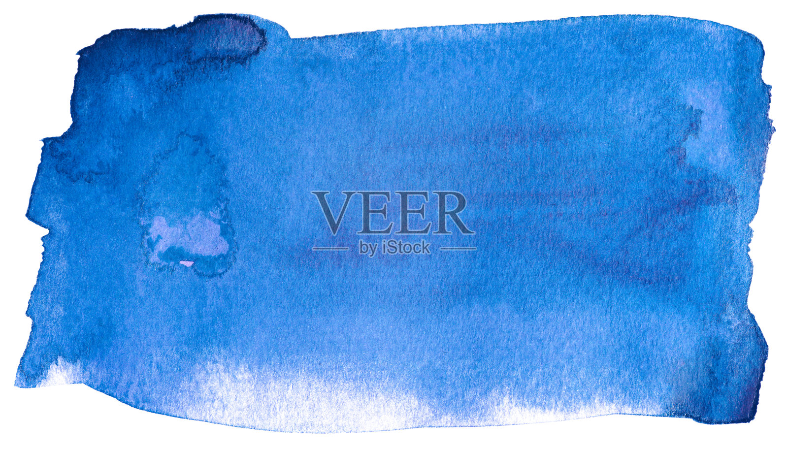 水彩染色蓝色的白色背景与纸纹理。照片摄影图片