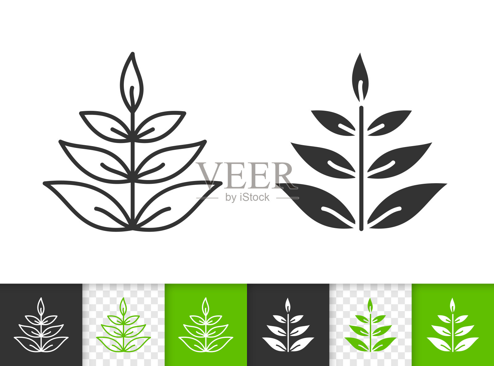 草简单的黑色直线图标图标素材