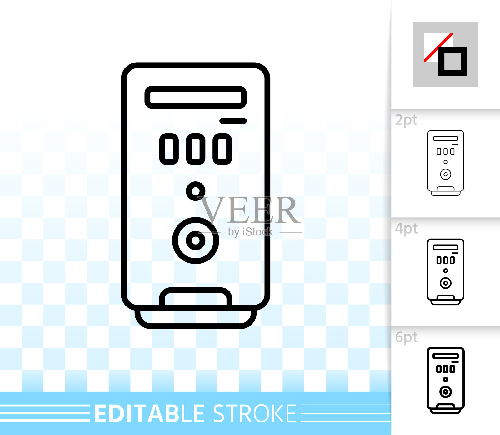 电脑机箱简单黑线矢量图标图标素材