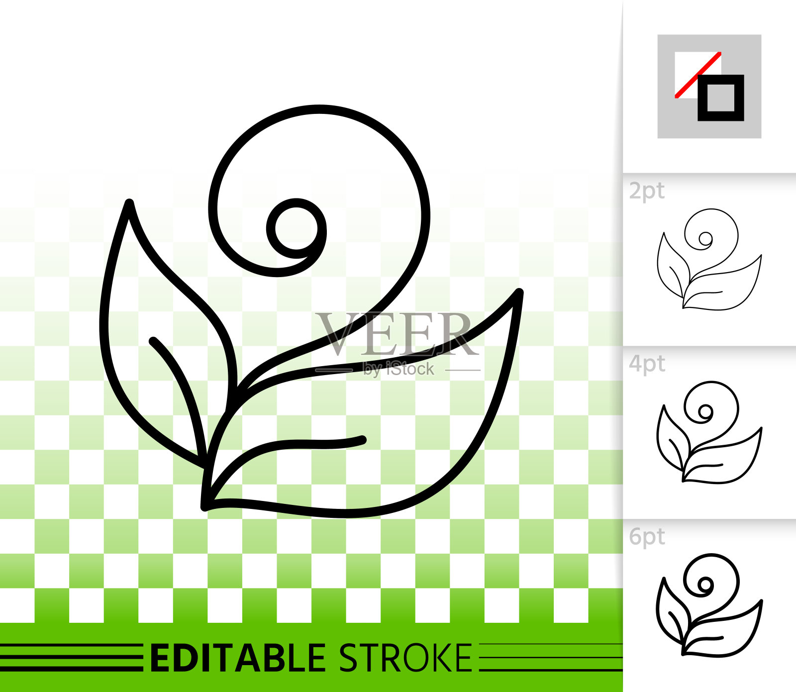 植物简单的黑线矢量图标插画图片素材