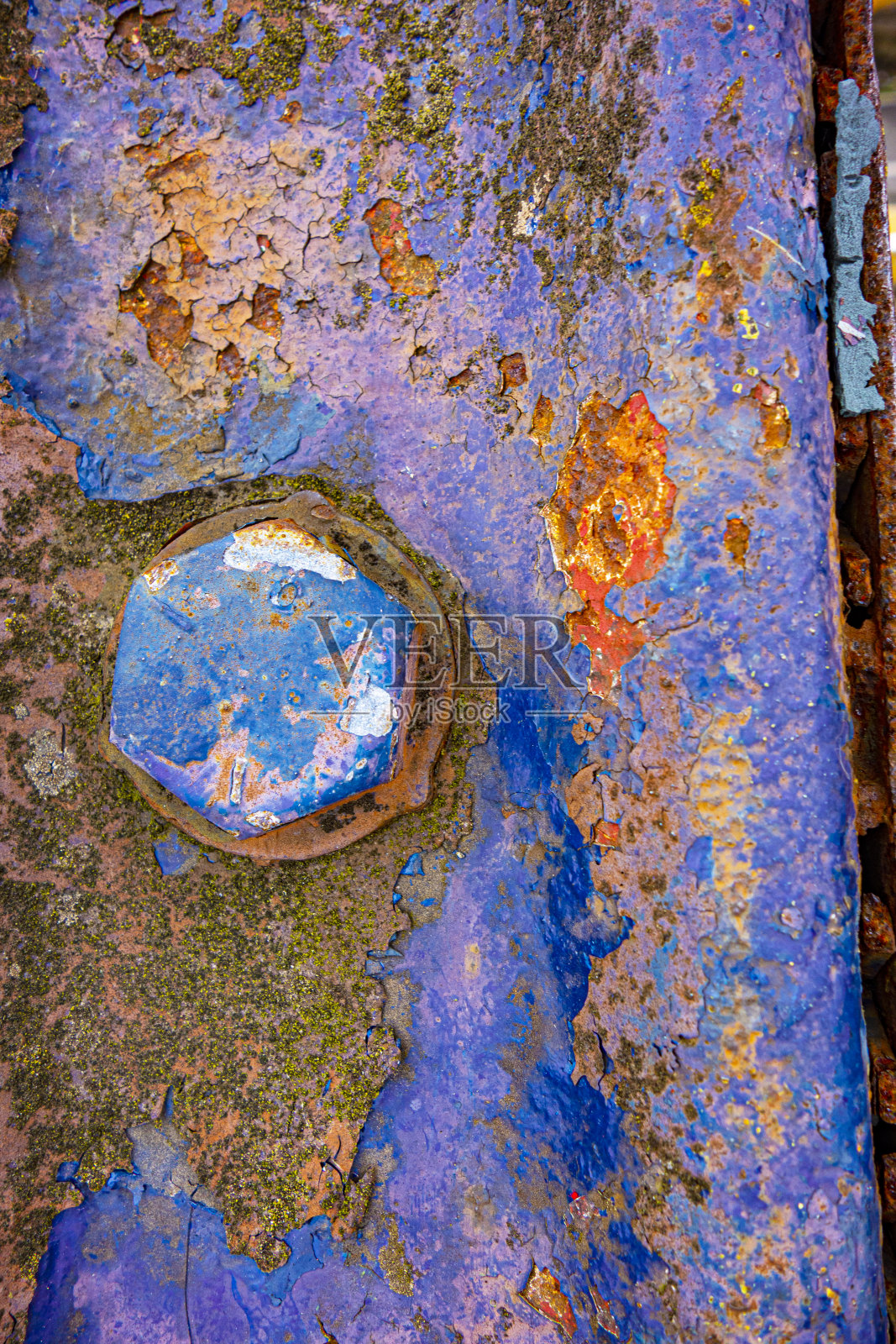 一个工业桥梁的近距离生锈和风化的背景照片摄影图片