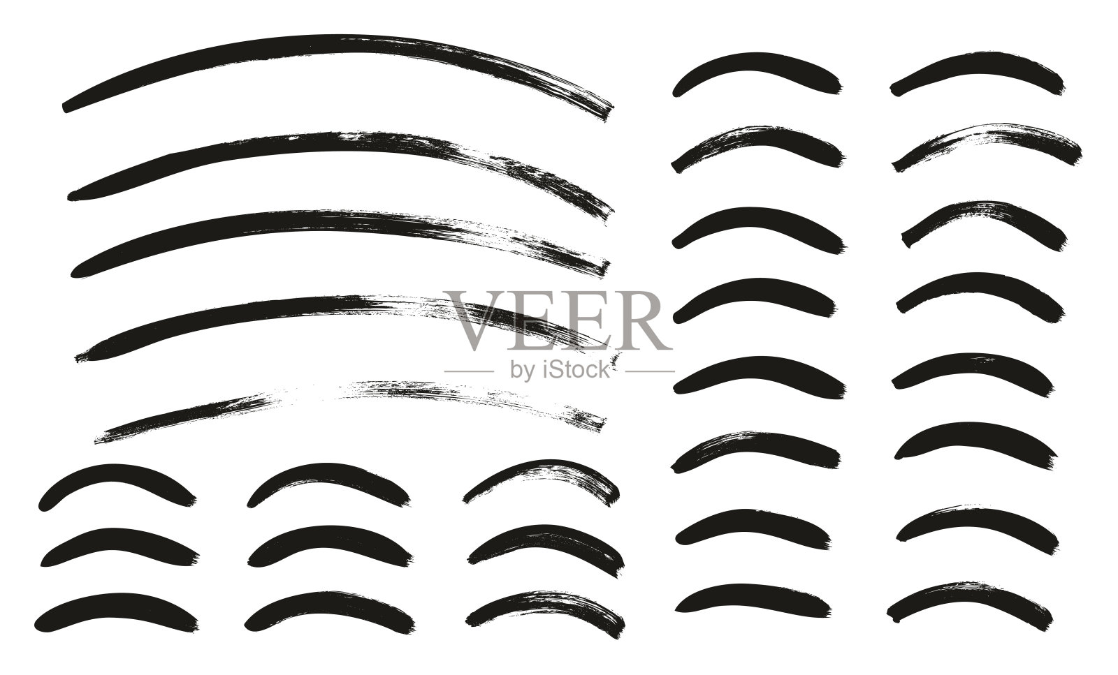 书法油漆细笔刷线弯曲高细节抽象矢量背景集135插画图片素材