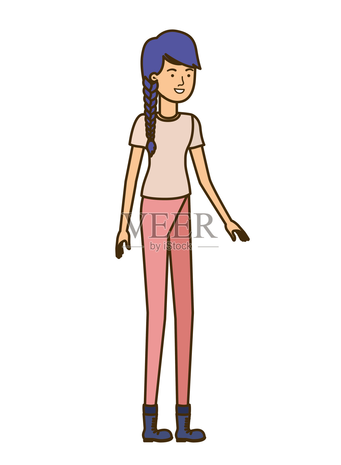 年轻女子在白底头像字符设计元素图片