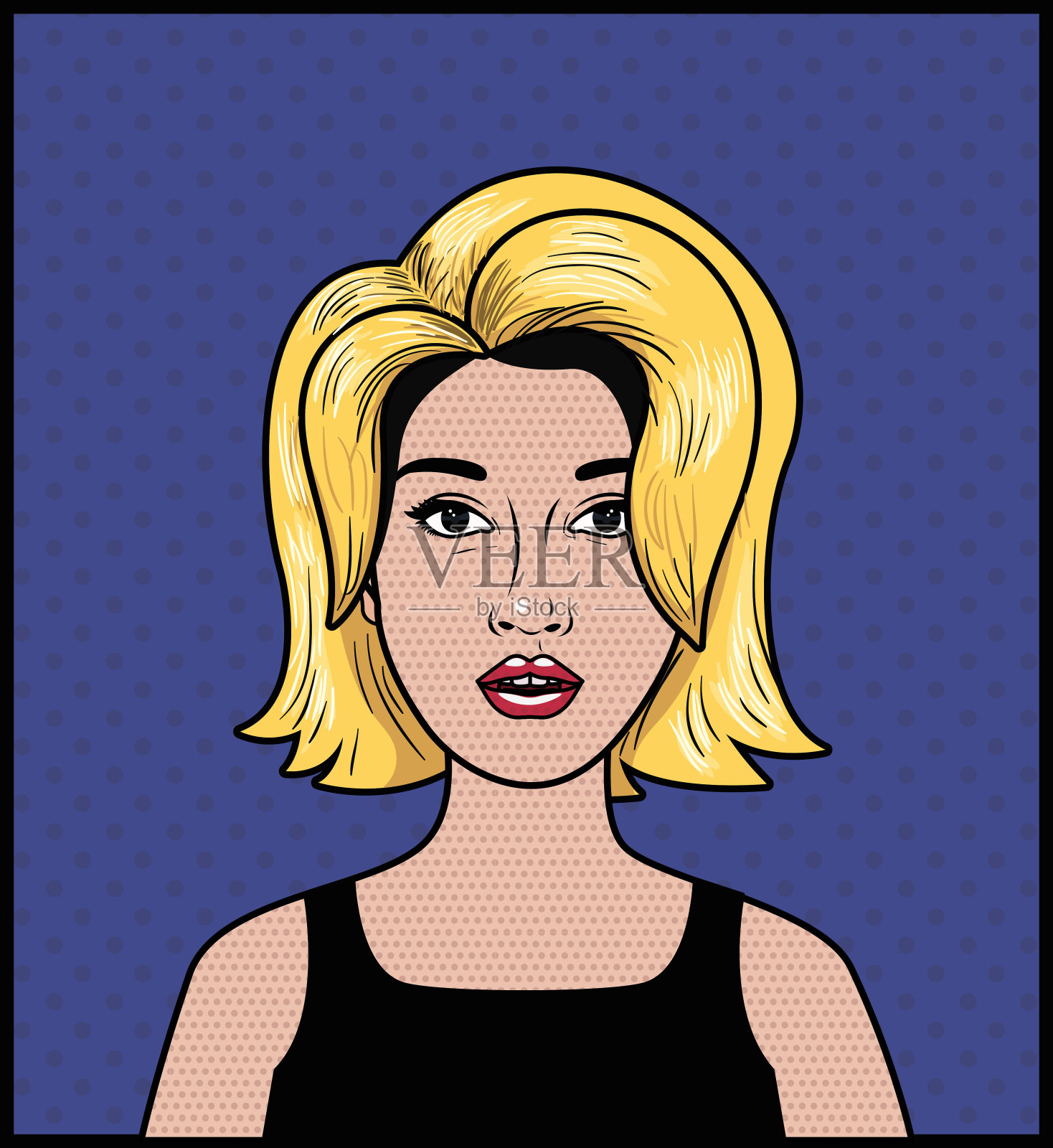 金发女人流行艺术风格插画图片素材