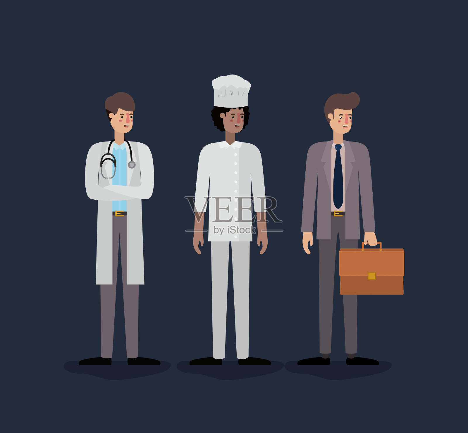 一组工人头像字符插画图片素材