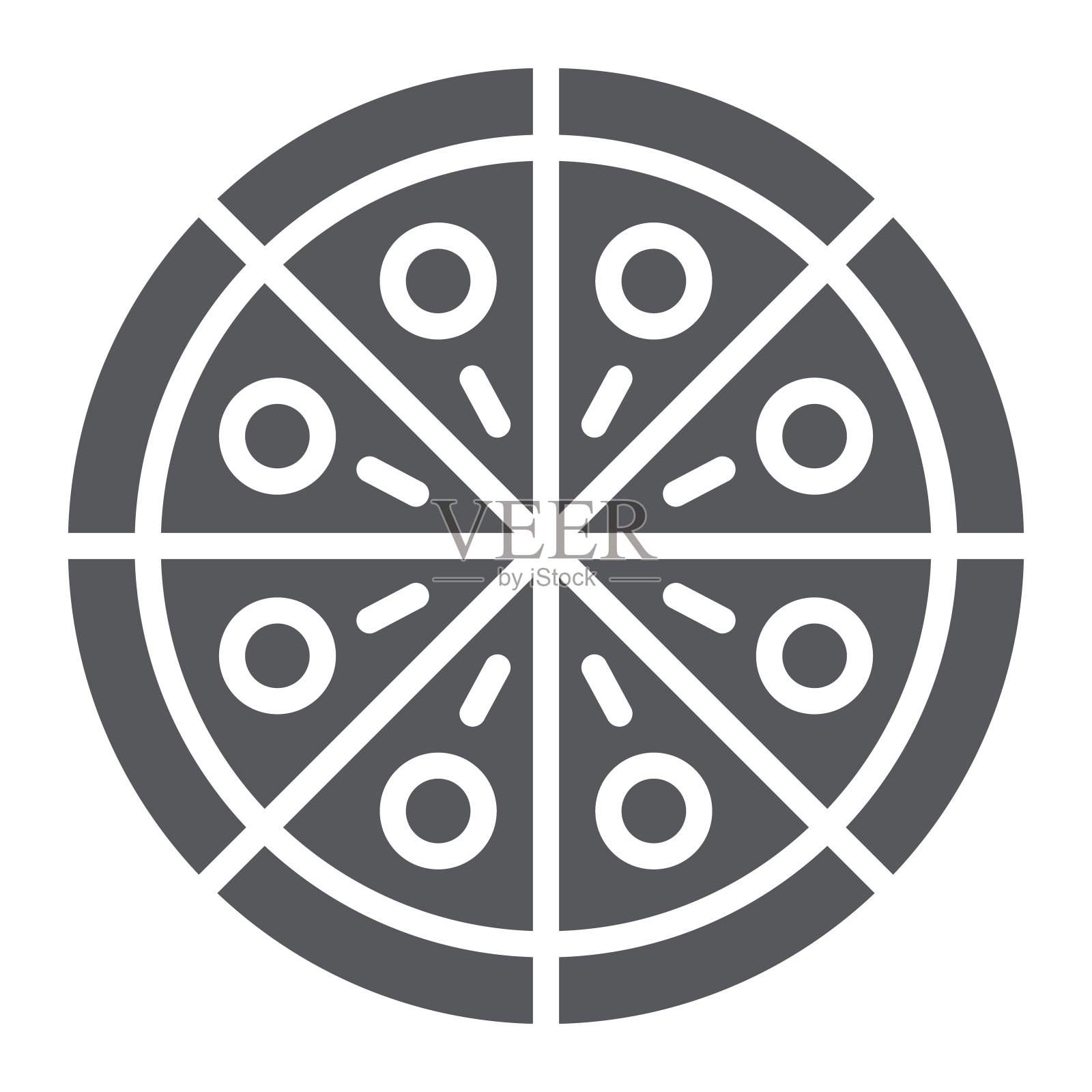 披萨字形图标,聚会和餐,快餐标志,矢量图形,白色背景上的固体图案。插画图片素材