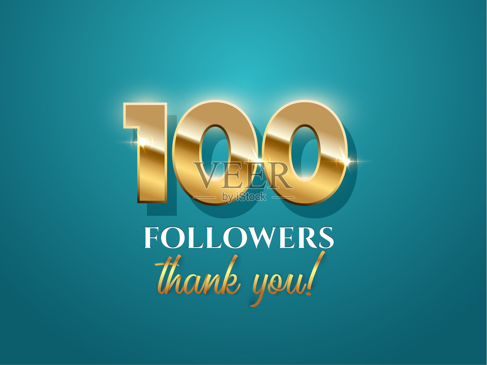 100名追随者庆祝矢量横幅与文字在azure背景插画图片素材