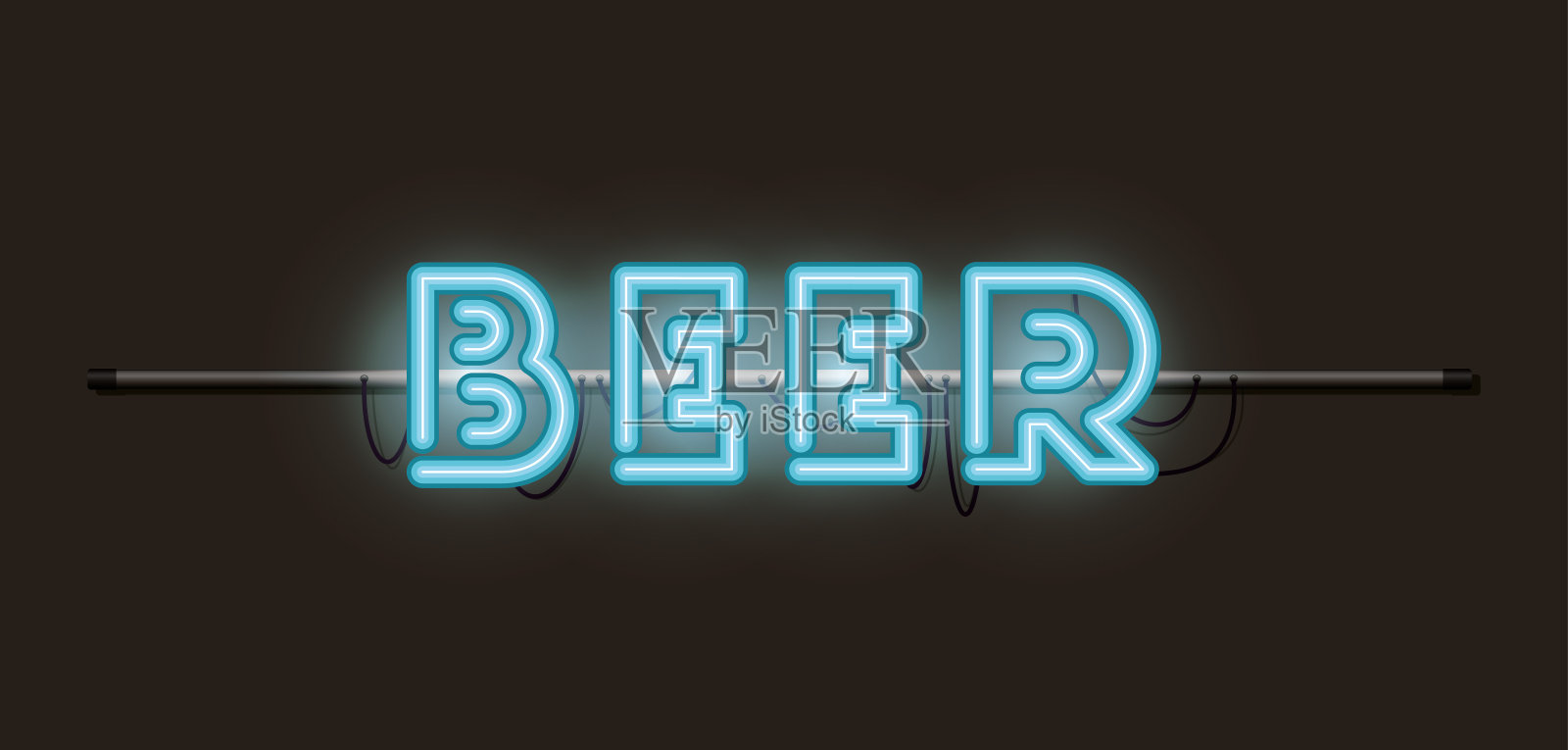 啤酒字体霓虹灯插画图片素材
