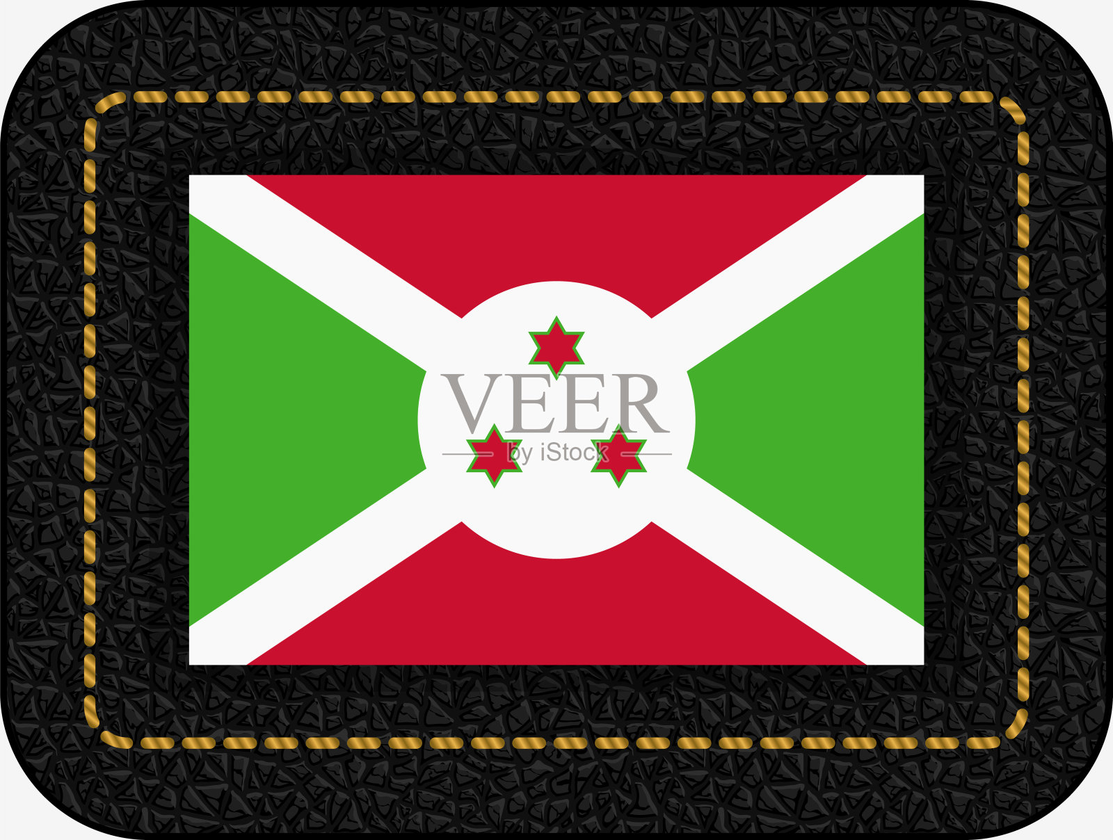 布隆迪国旗旗。向量图标在黑色皮革背景。宽高比2:3插画图片素材