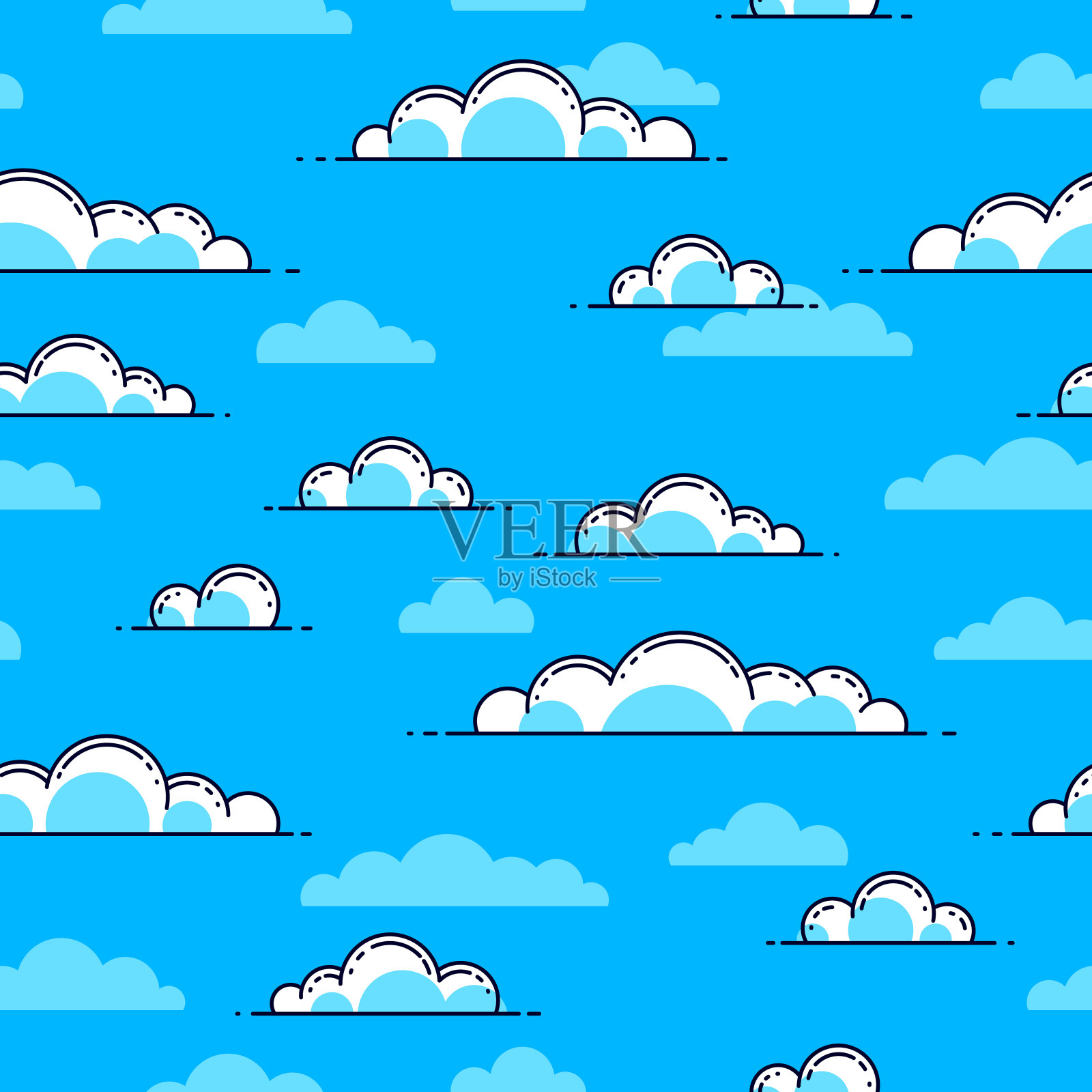 云无缝背景,天气和户外,云景天空,矢量壁纸或网站背景。插画图片素材