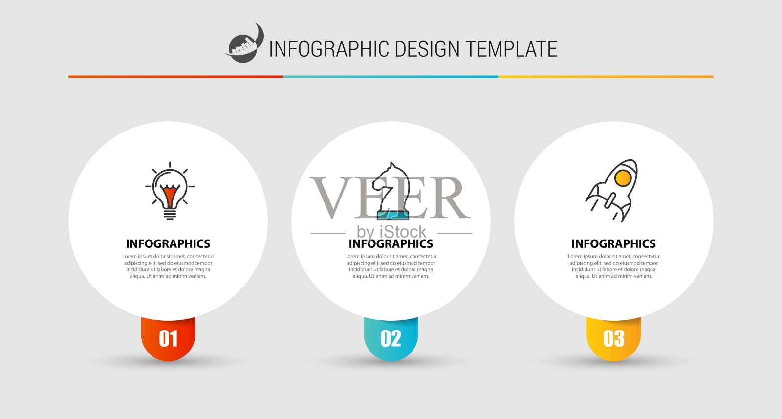信息图表设计模板。创意概念有3个步骤插画图片素材