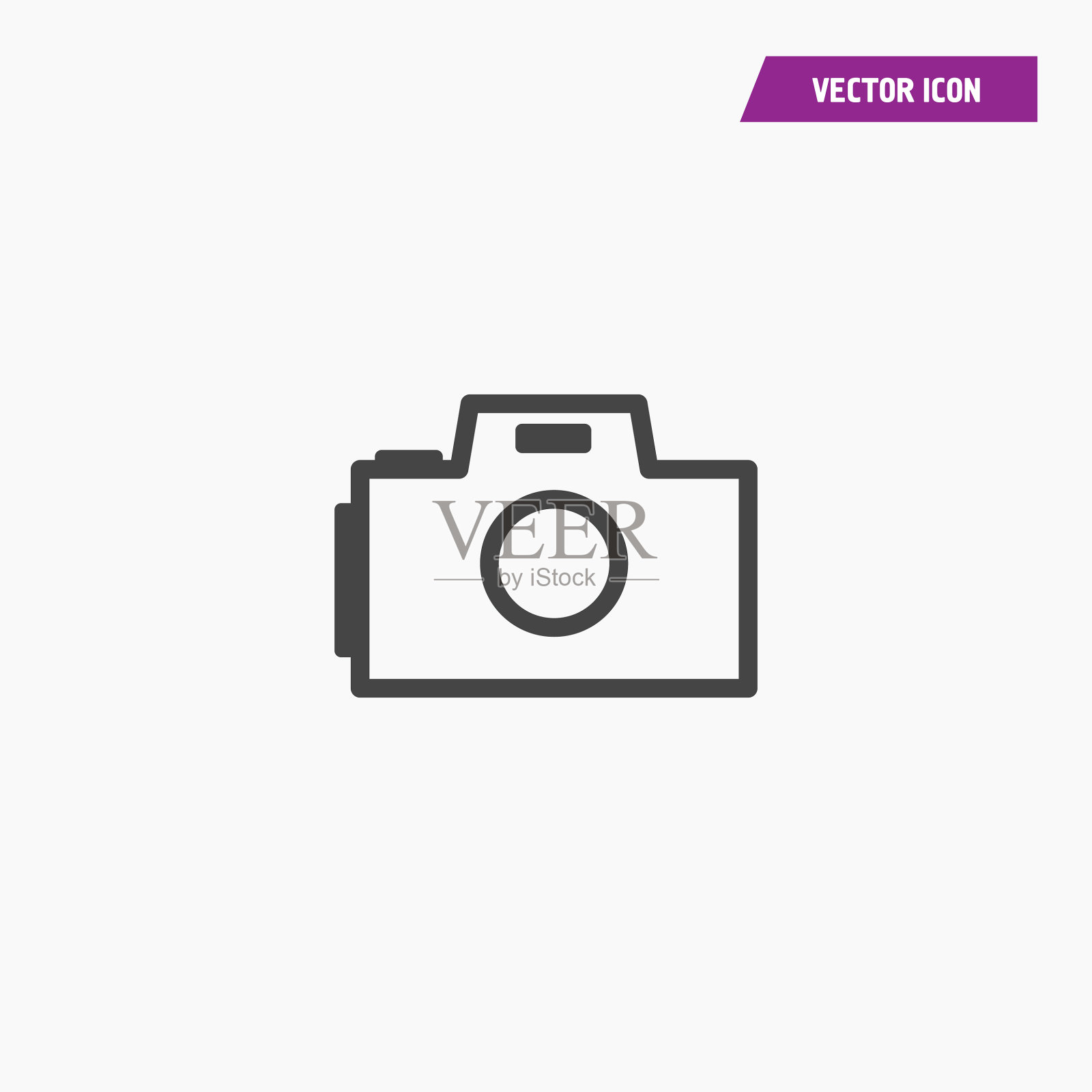 线条相机图标在时尚的平面风格。插画图片素材