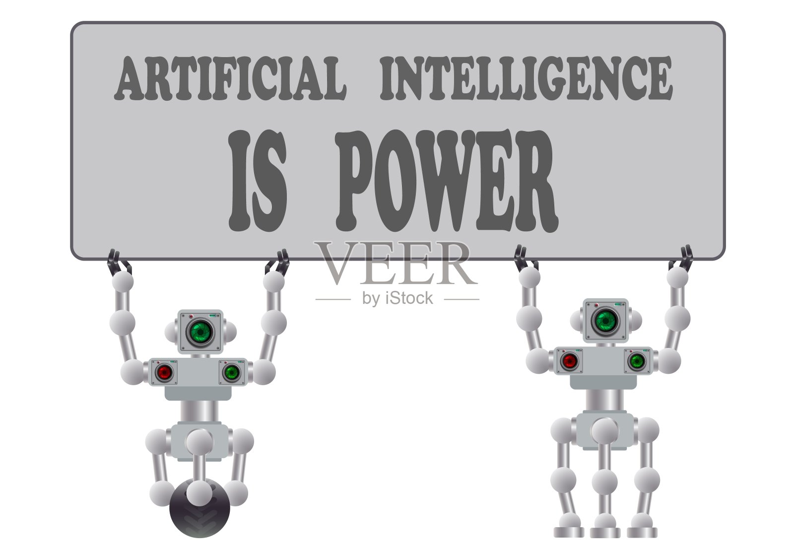 一组各种各样的人形机器人。矢量插图。插画图片素材