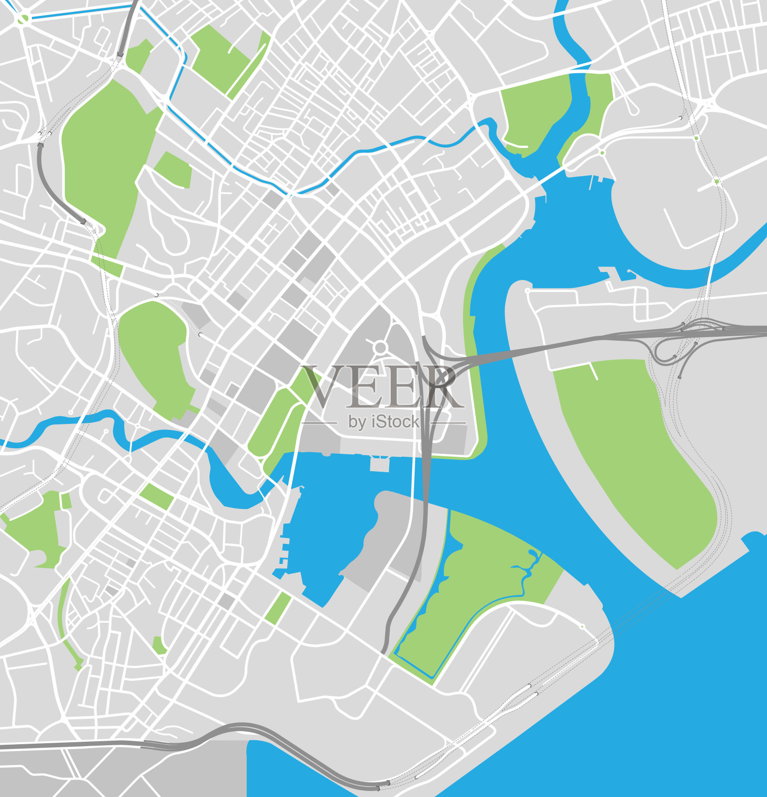 新加坡中心城市矢量地图插画图片素材