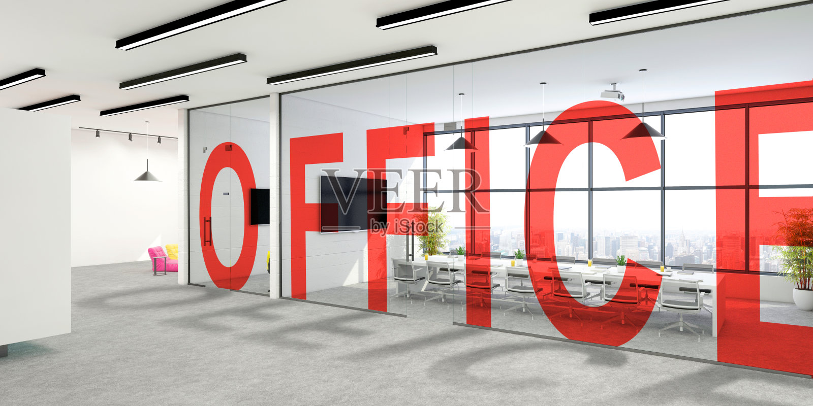 现代开放式办公室内部照片摄影图片