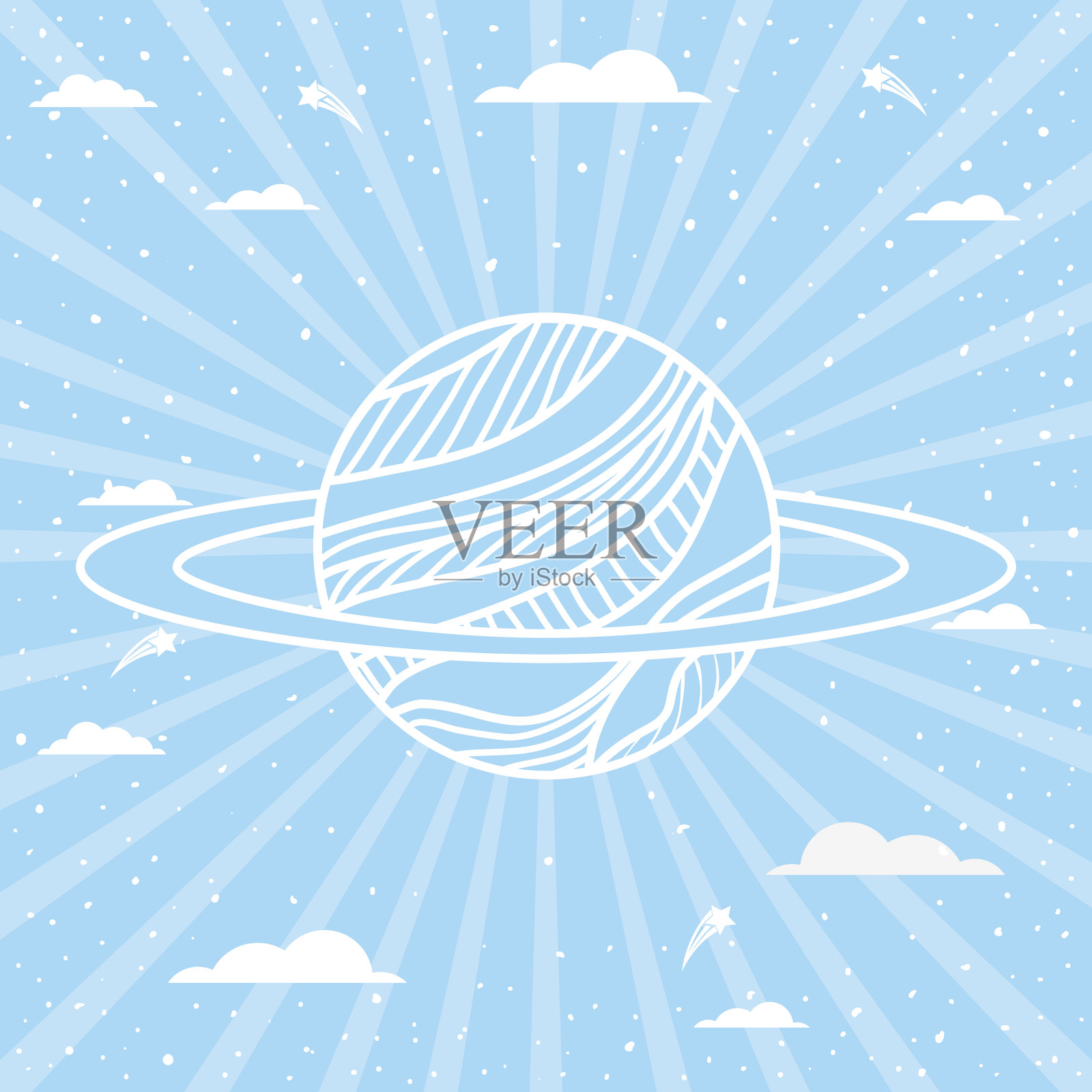 将行星放置在条纹背景上插画图片素材