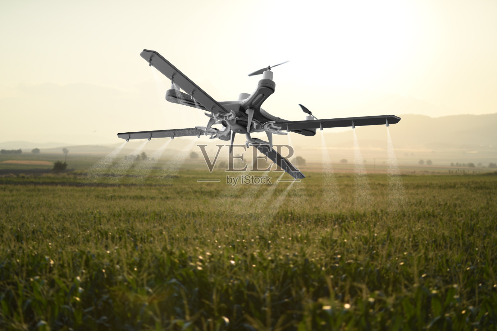 无人机喷洒田野照片摄影图片