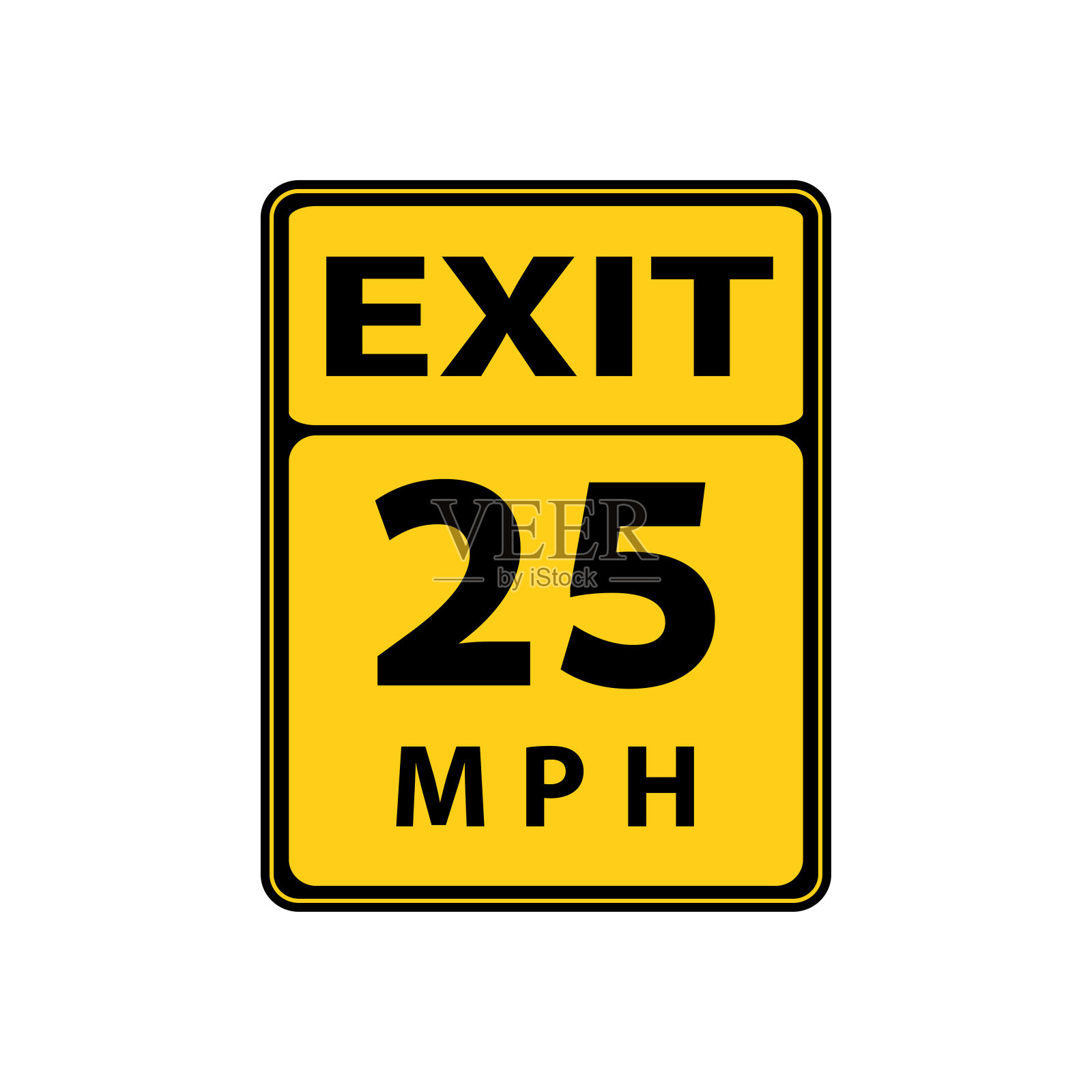 美国交通路标。减速,理想情况下建议的最大速度是25英里每小时。矢量图设计元素图片