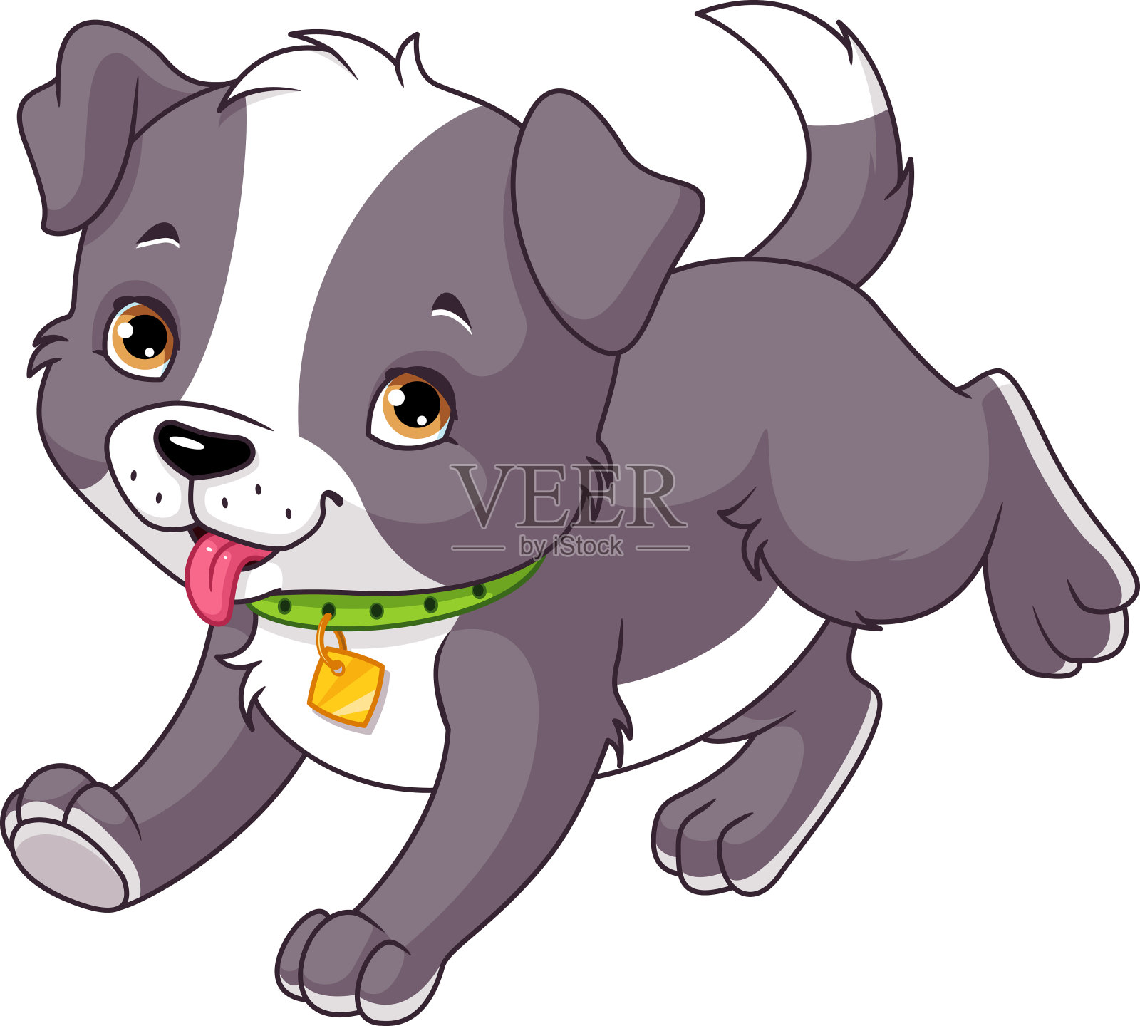 小狗跑插画图片素材
