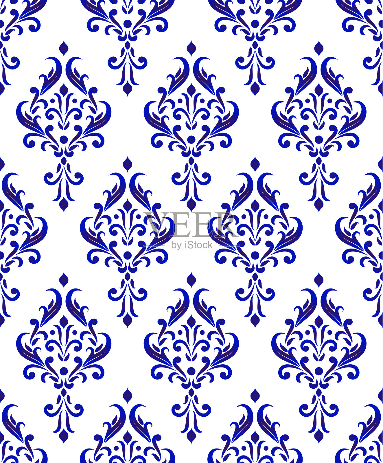 蓝白锦缎无缝图案插画图片素材