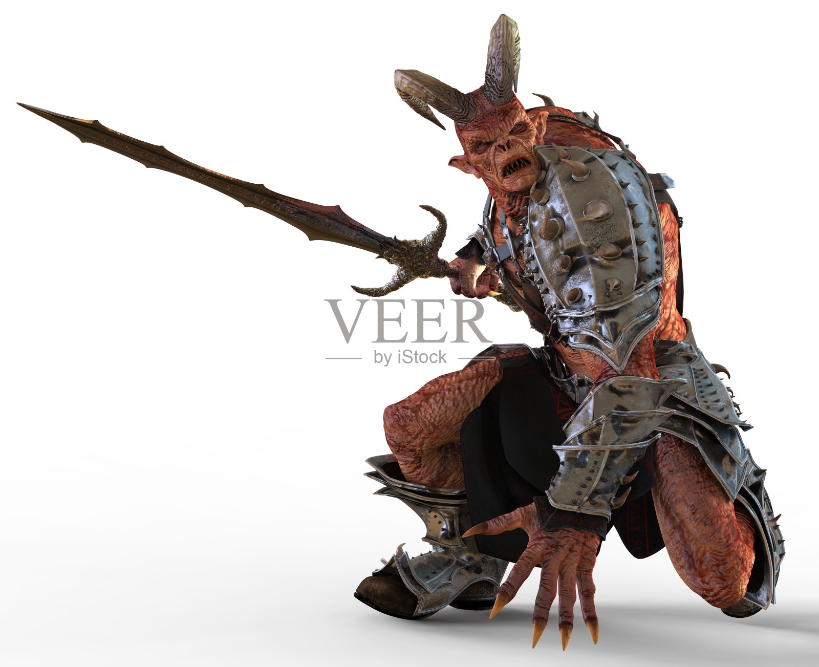 3D插图角恶魔怪物孤立在白色的背景照片摄影图片