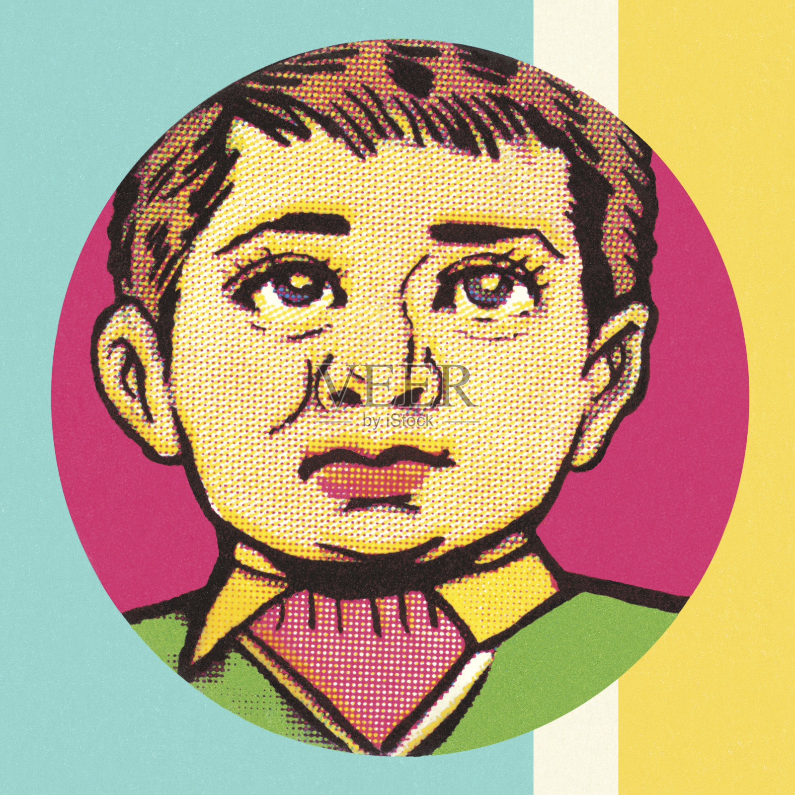 表情不安的男孩插画图片素材