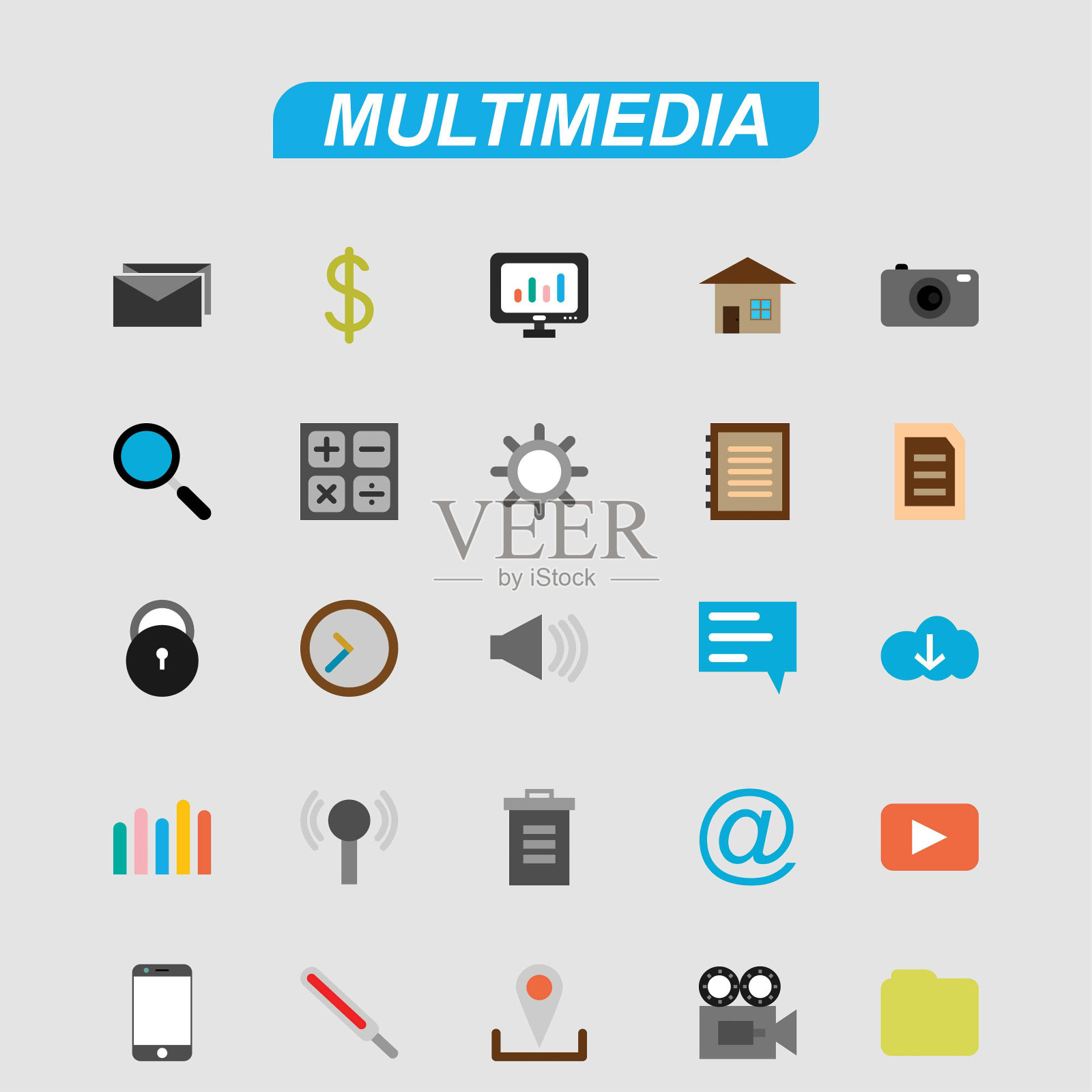 多媒体图标集矢量图标素材