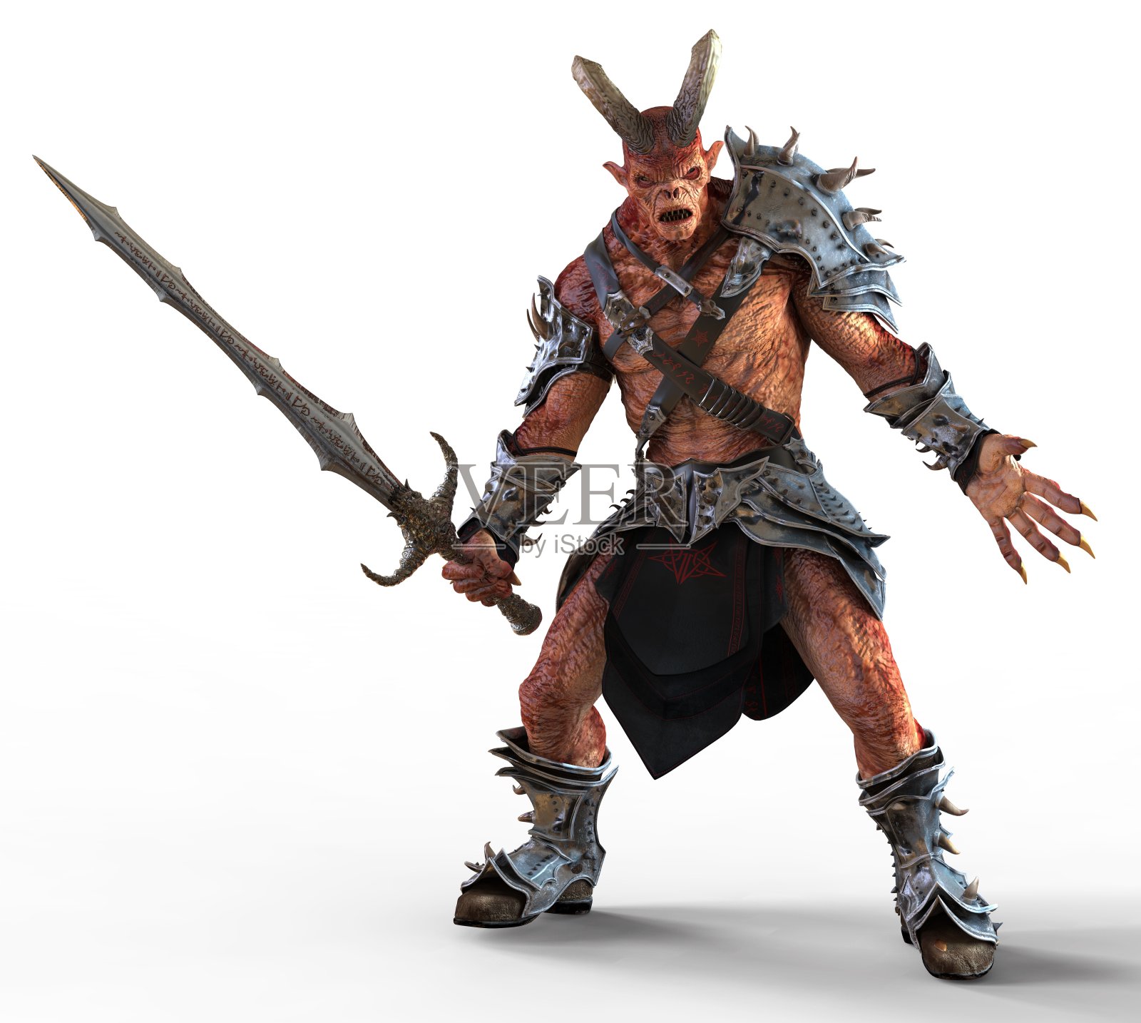3D插图角恶魔怪物孤立在白色的背景照片摄影图片