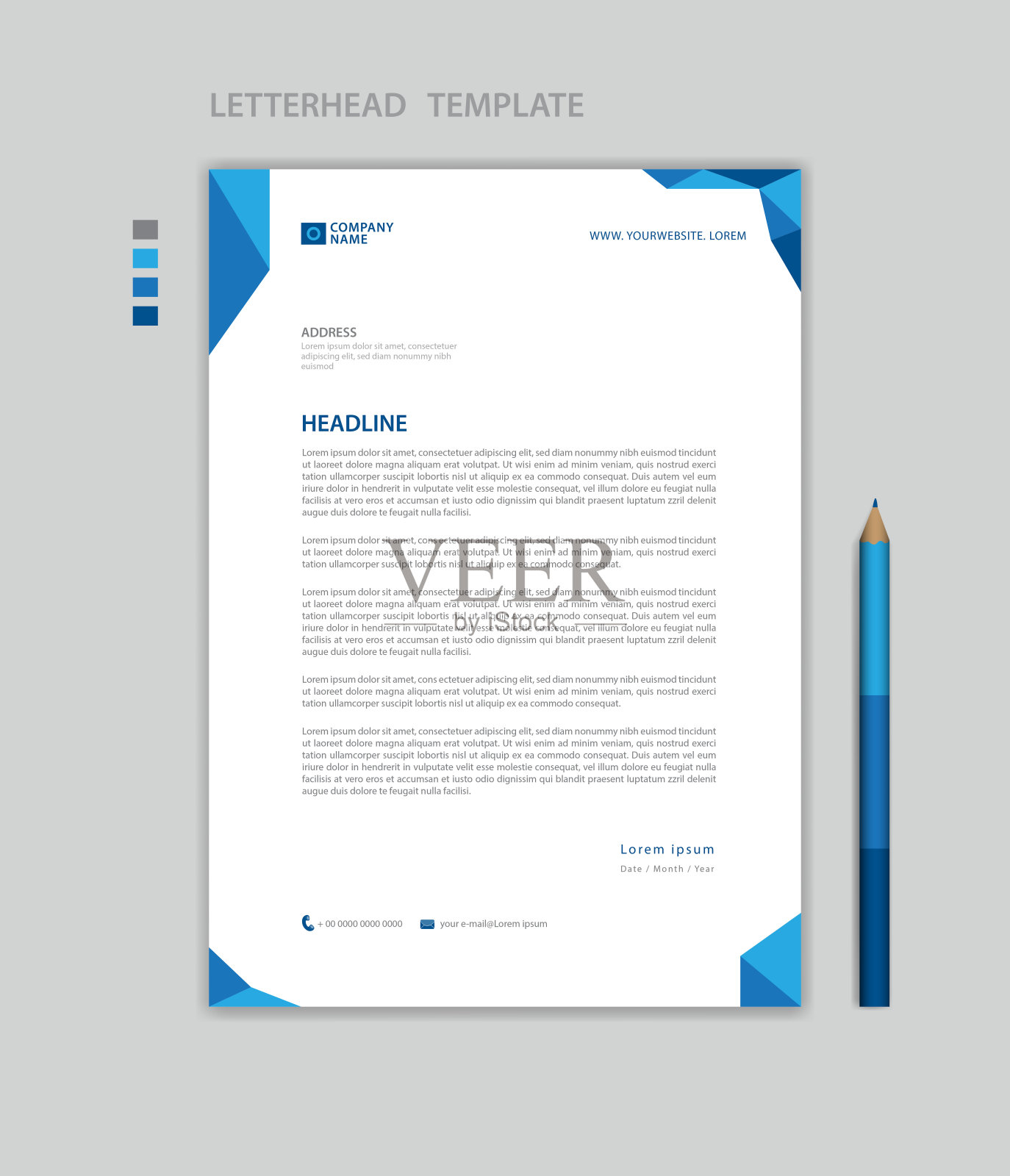 信头模板矢量,极简风格,印刷设计,商业广告布局,蓝色概念背景设计模板素材