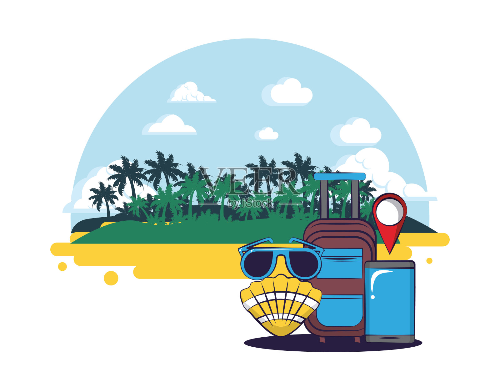 海滩,夏天插画图片素材