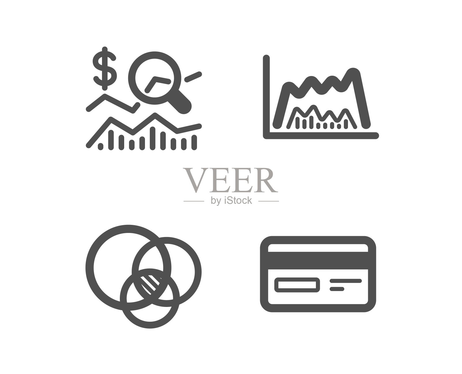 检查投资,贸易图和欧拉图图标。信用卡的迹象。向量图标素材