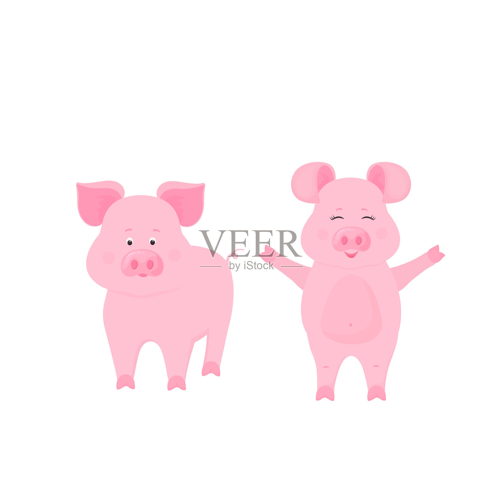 可爱的小猪卡通人物。小猪。有趣的动物。插画图片素材