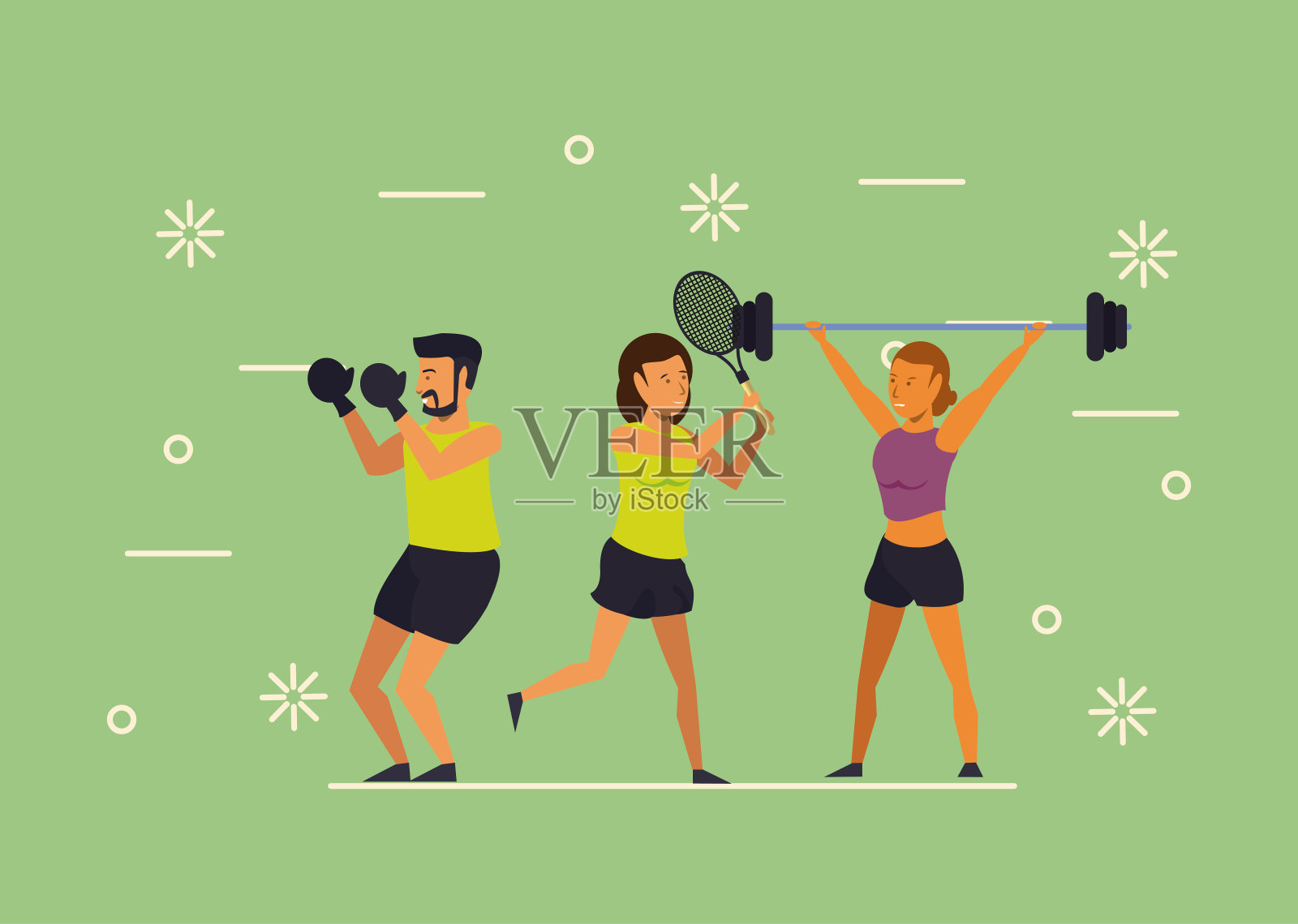 年轻人训练体育卡通插画图片素材