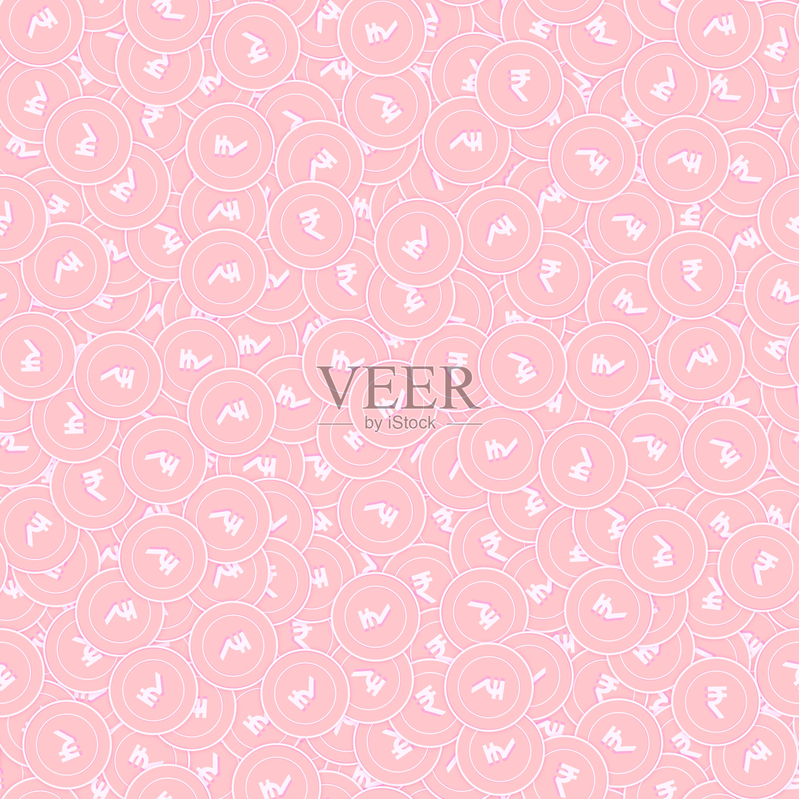 印度卢比铜币无缝图案。Likabl插画图片素材