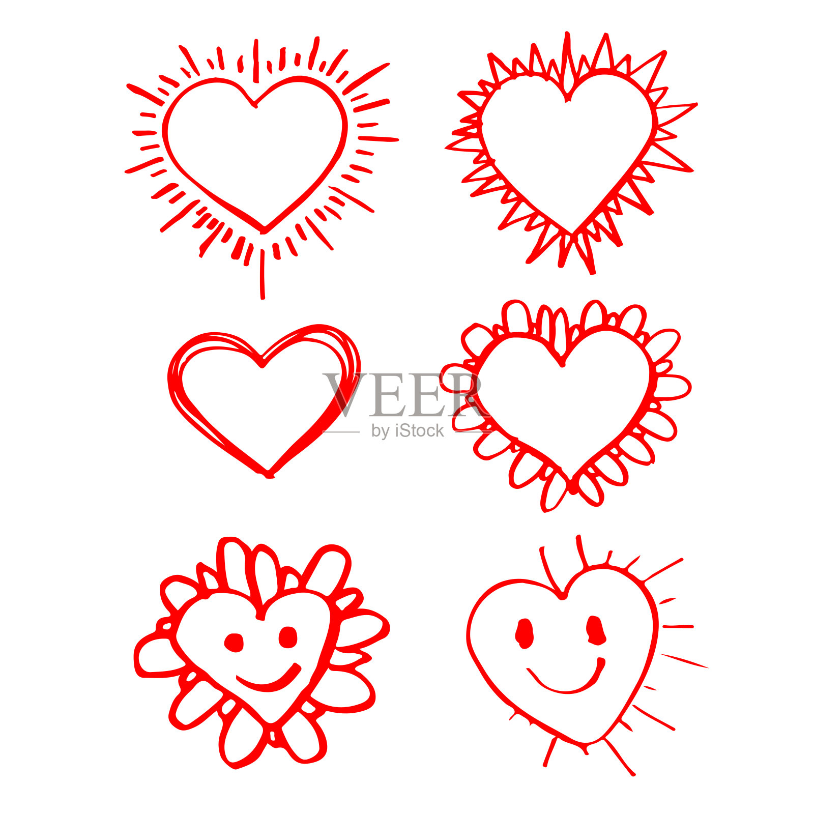 手绘心形图标符号插画图片素材