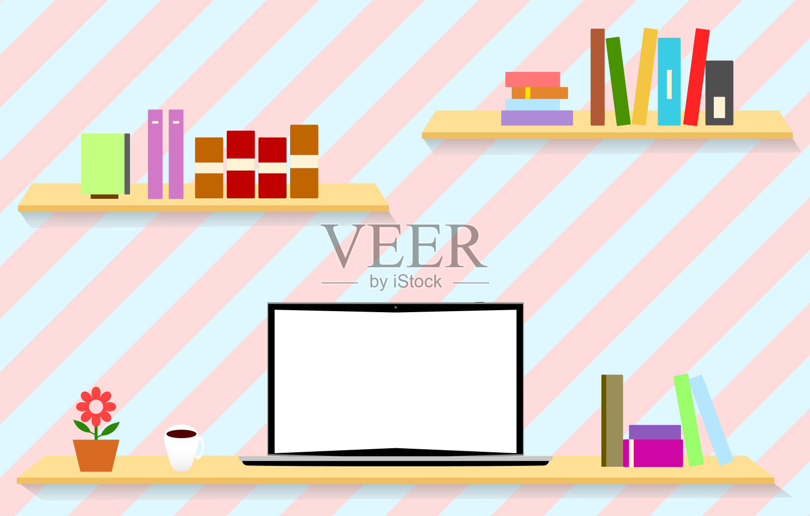 把许多书堆在一起插画图片素材