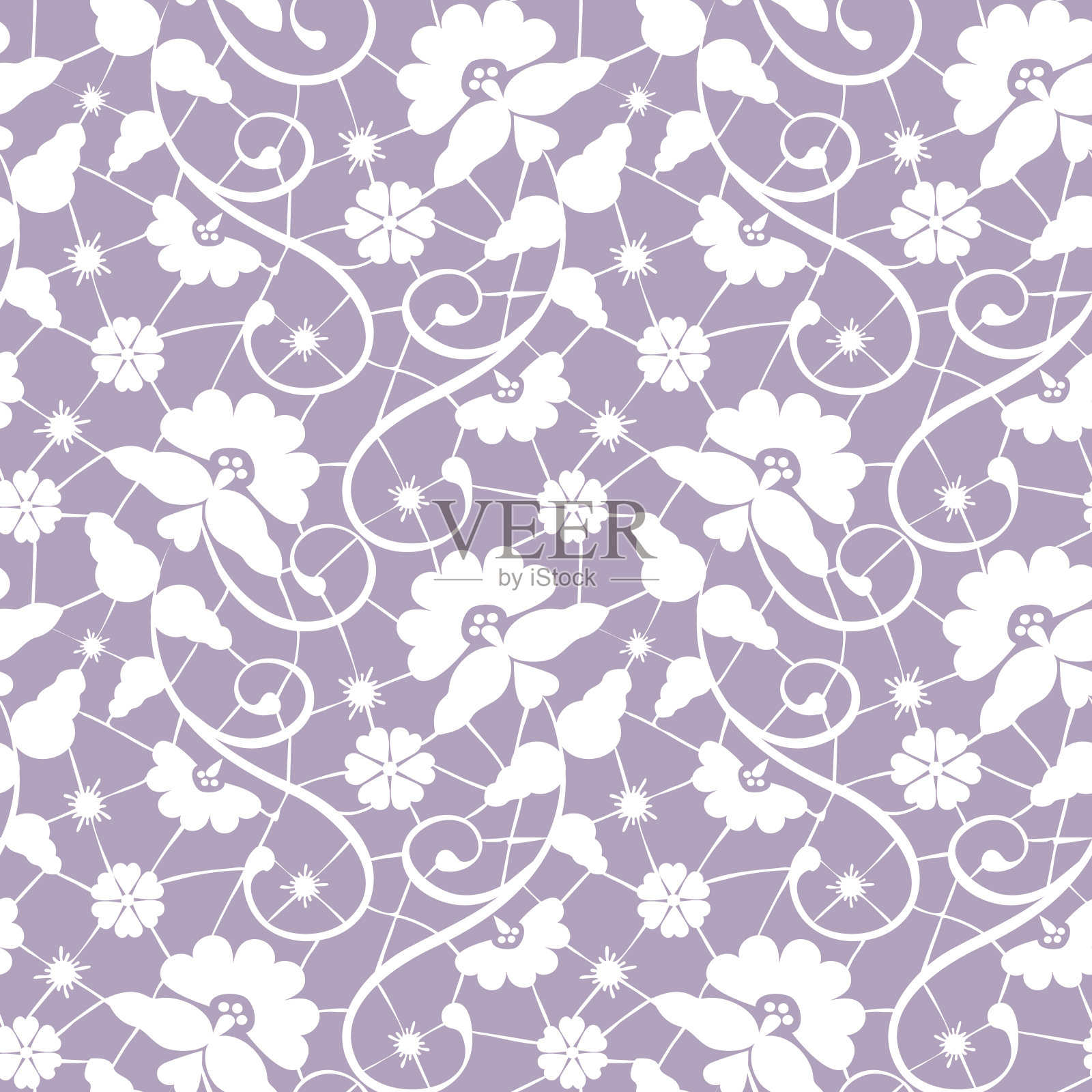 无缝的白色花边插画图片素材