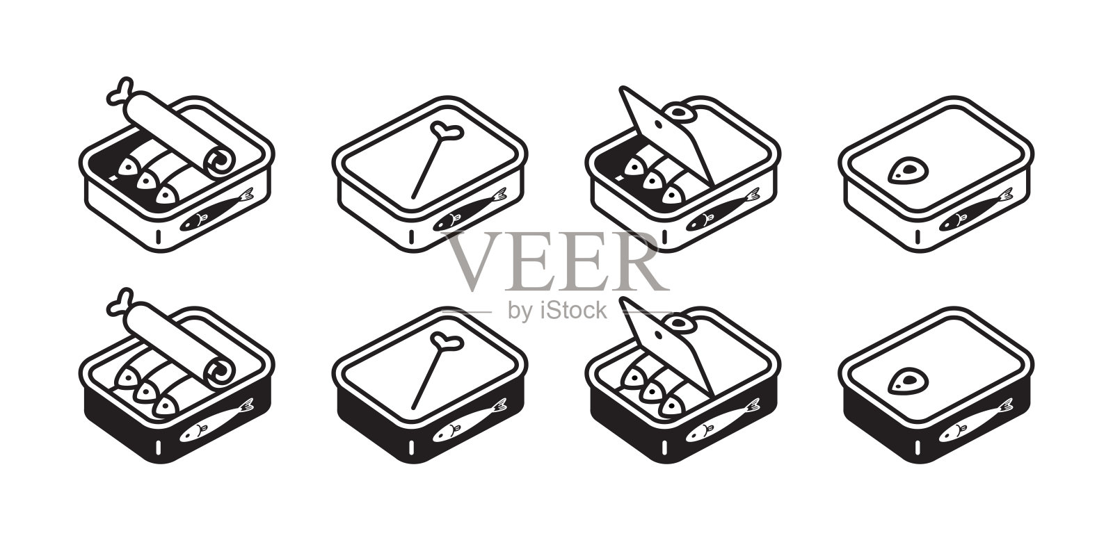 猫粮载体鱼可以图标标志小猫印花布人物卡通涂鸦插画设计白色图标素材