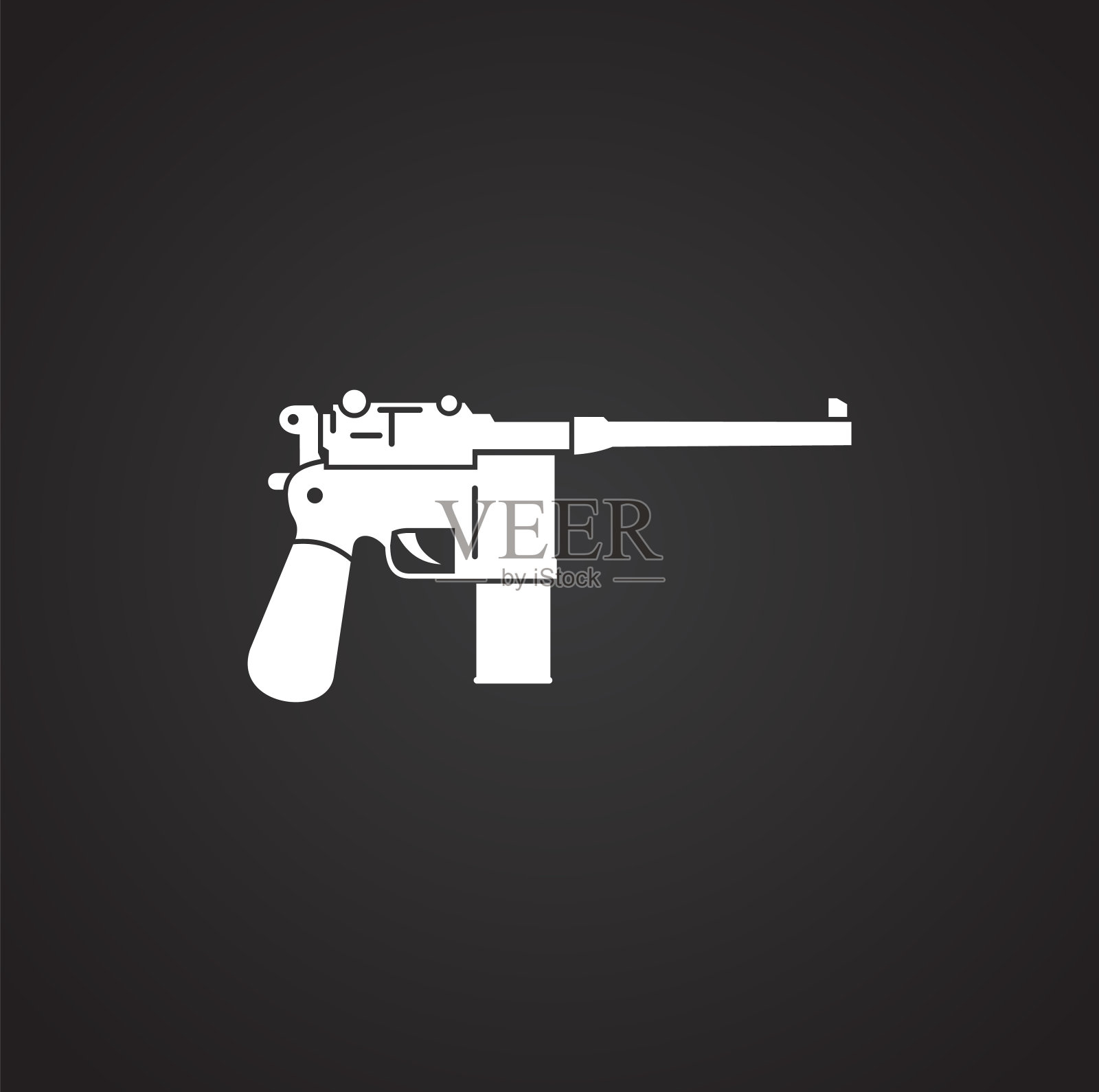 手枪相关图标的背景图形和网页设计。简单的说明。网站按钮或手机应用的互联网概念符号。设计元素图片