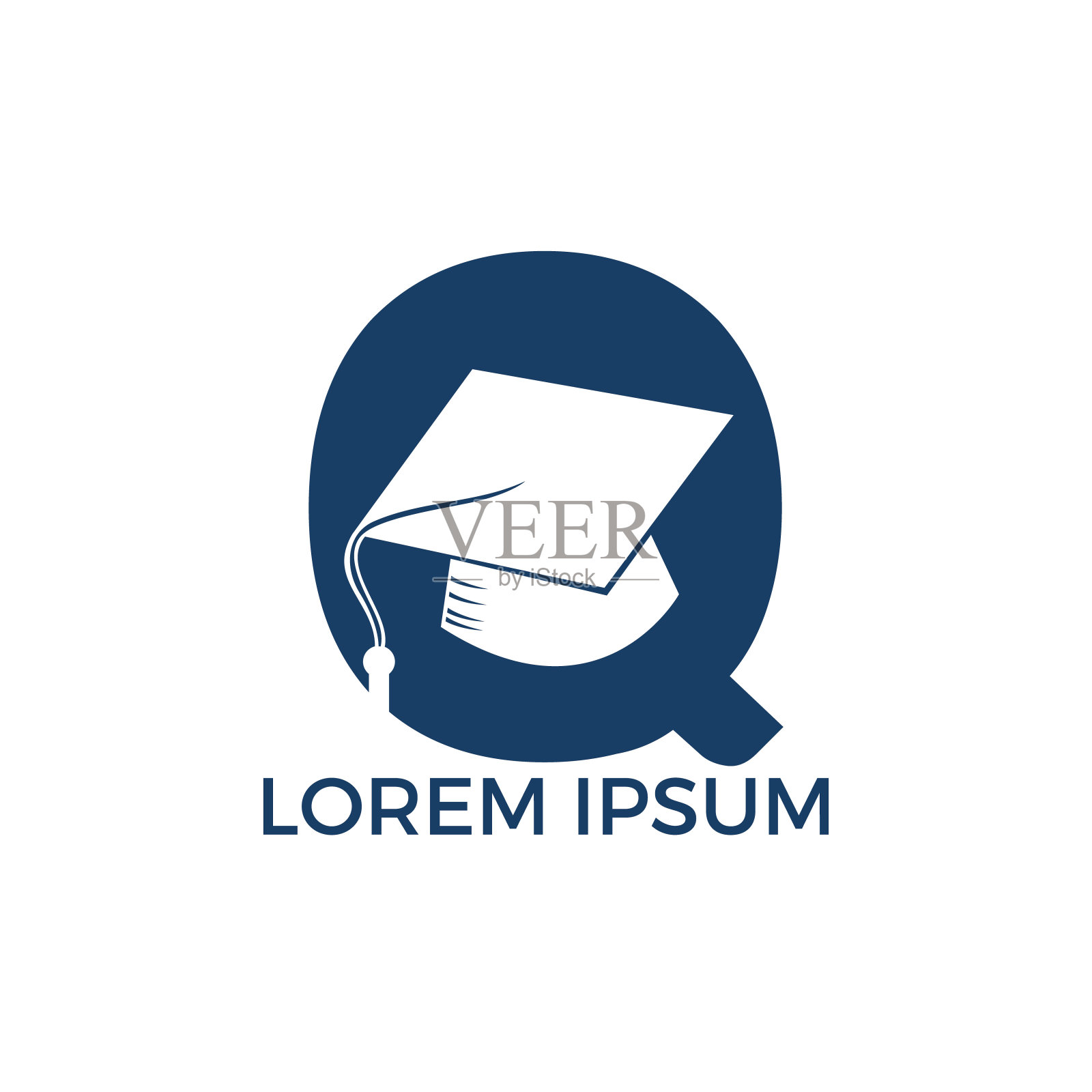 字母Q教育标志矢量插图模板。插画图片素材