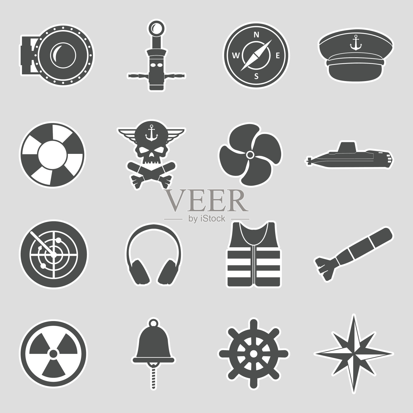 潜艇图标。贴纸设计。矢量插图。插画图片素材