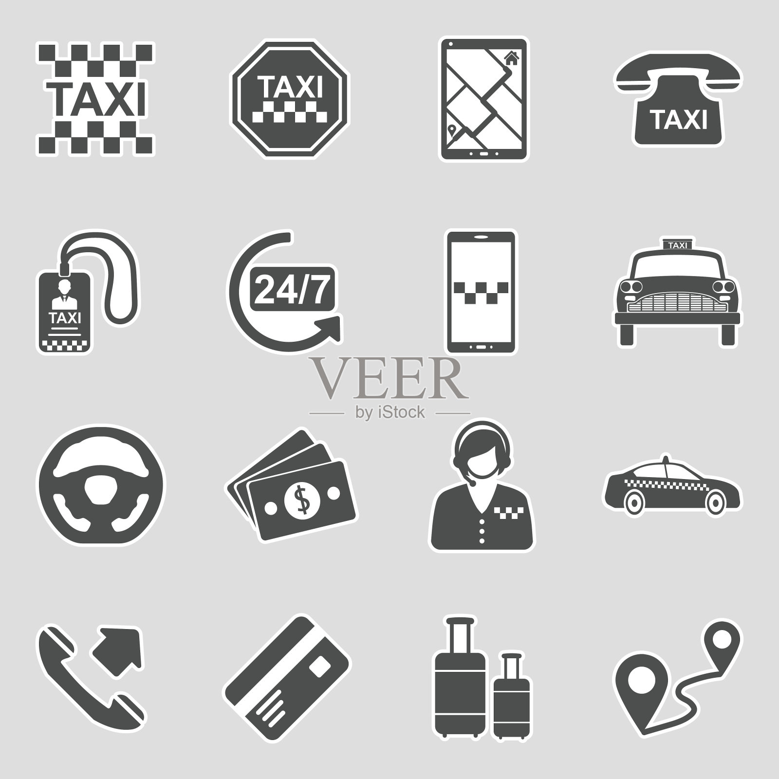 出租车图标。贴纸设计。矢量插图。插画图片素材