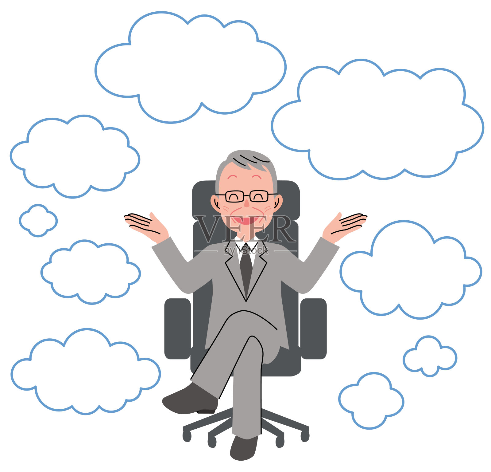 坐在椅子上说话的老人插画图片素材