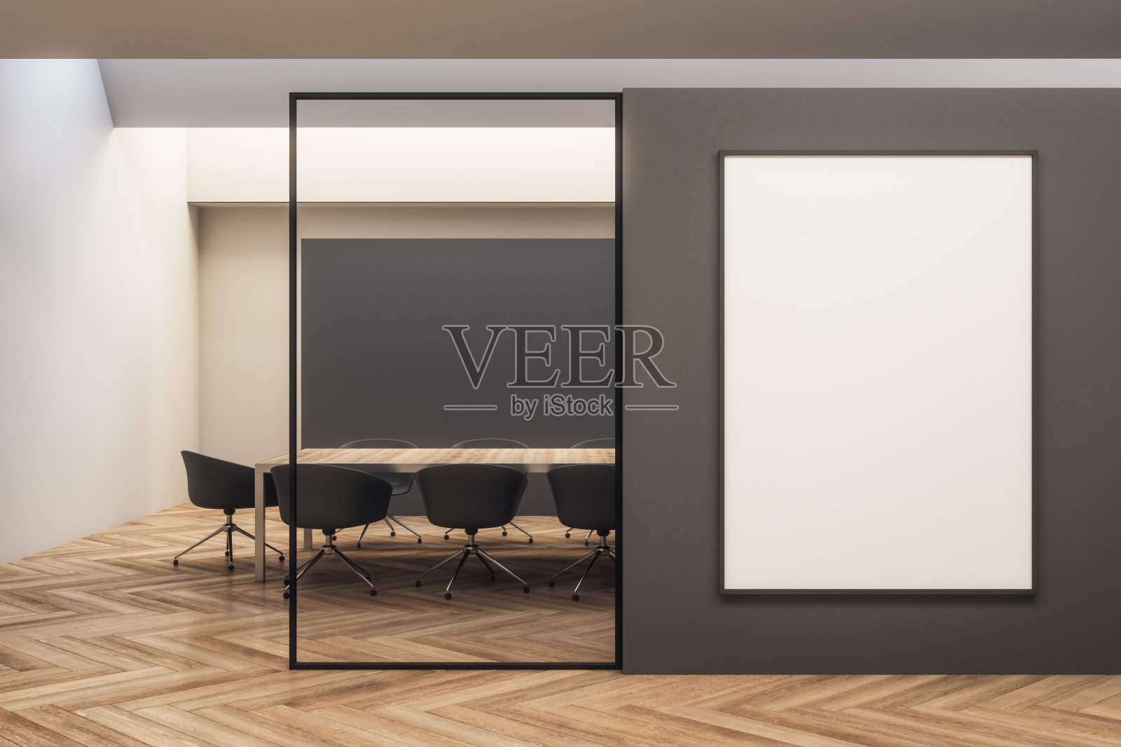 带横幅的现代会议室照片摄影图片